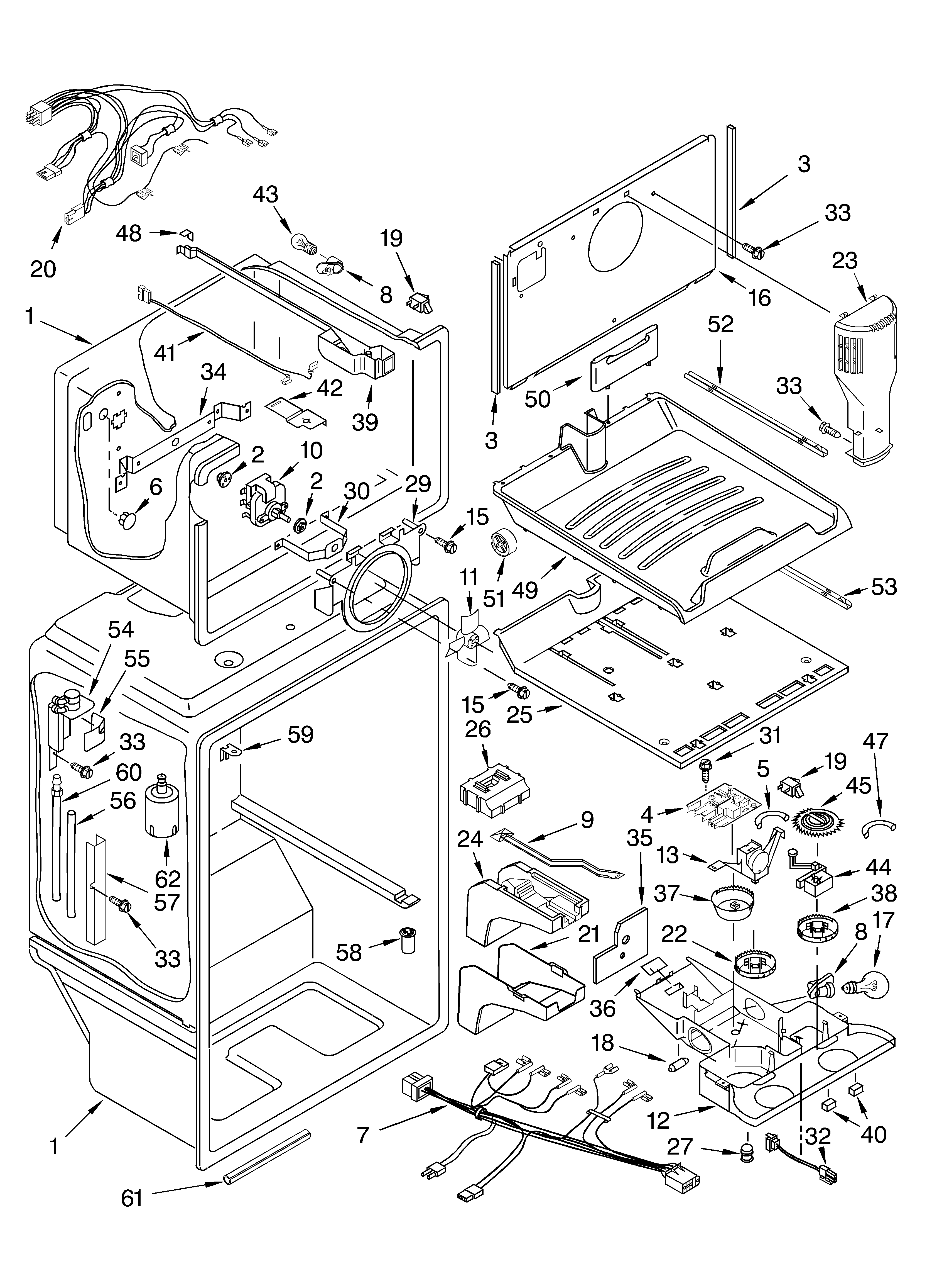 KitchenAid KTRC19ELWH01 liner diagram