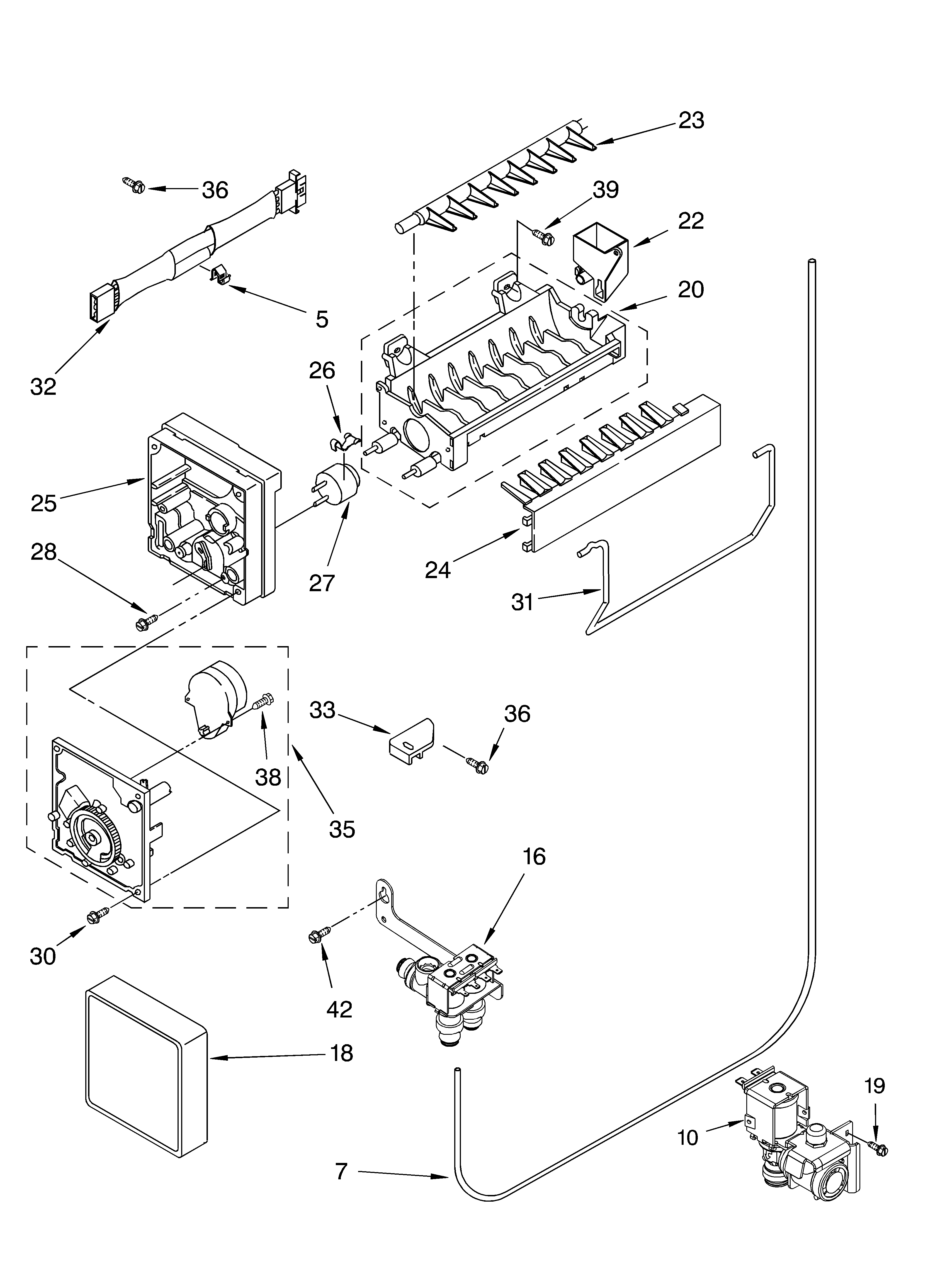 KitchenAid KTRC19ELWH01 ice maker diagram