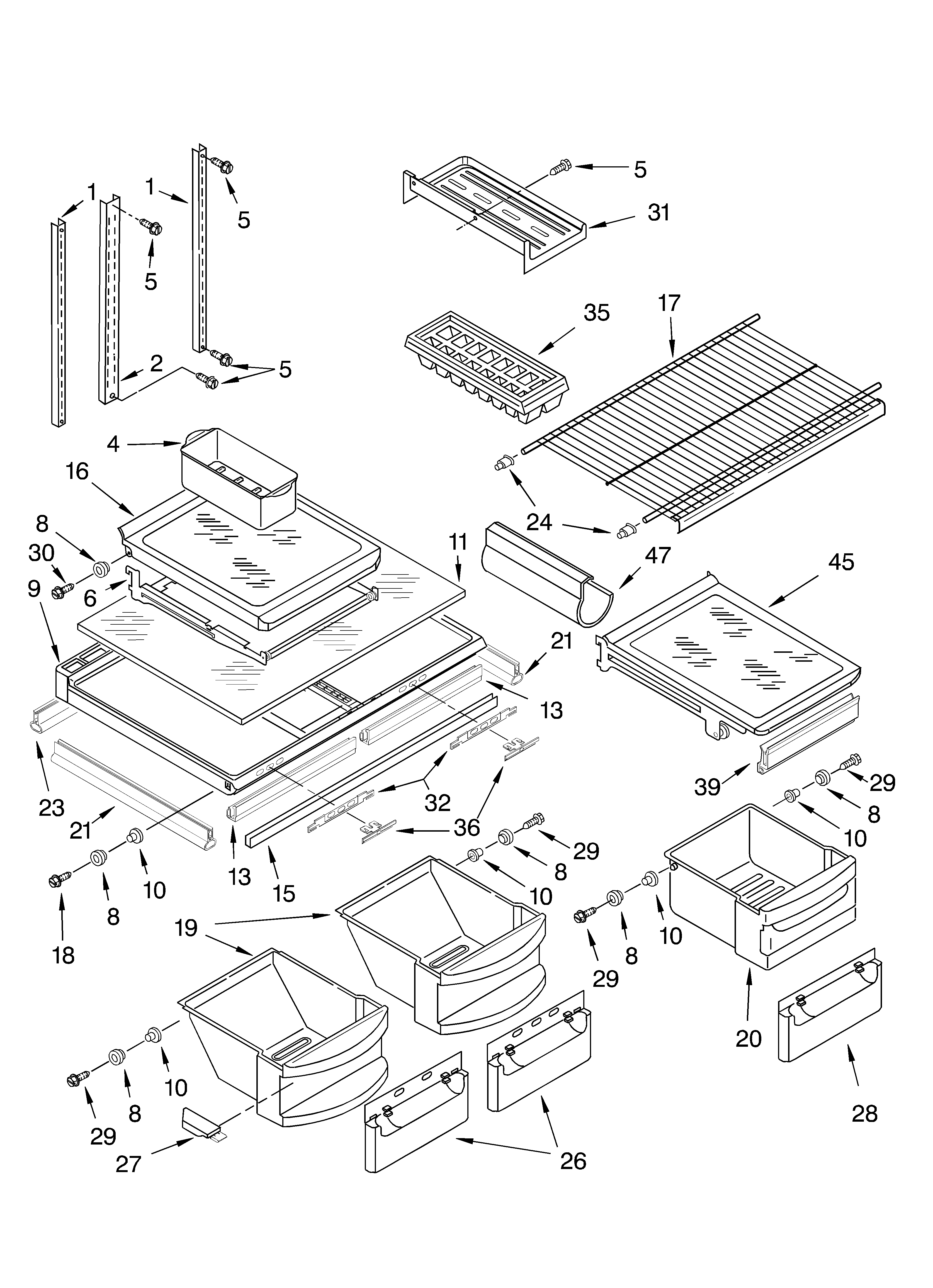 KitchenAid KTRC22KKWH01 shelf diagram