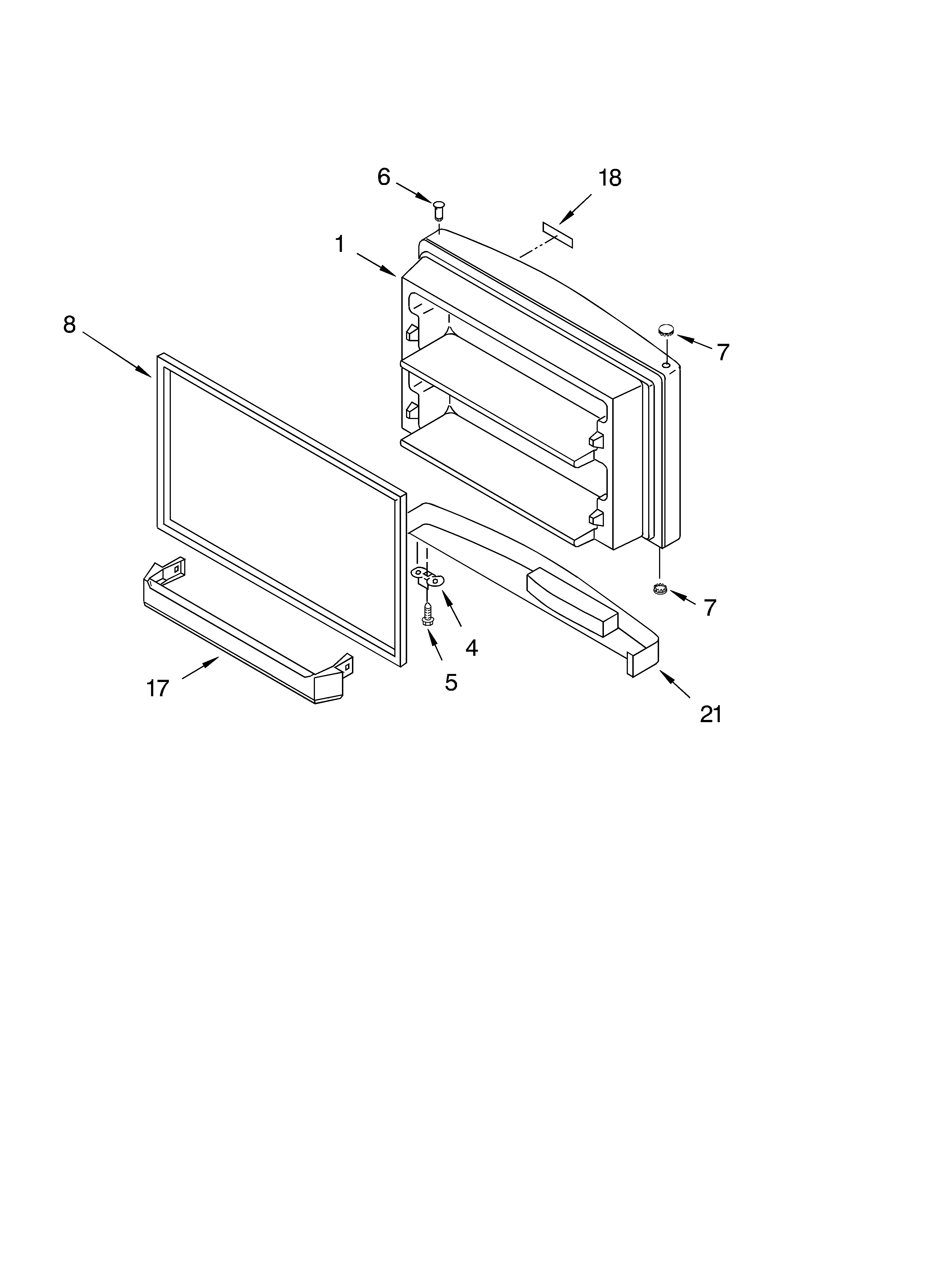 KitchenAid KTRC22KKWH01 freezer door/optional diagram