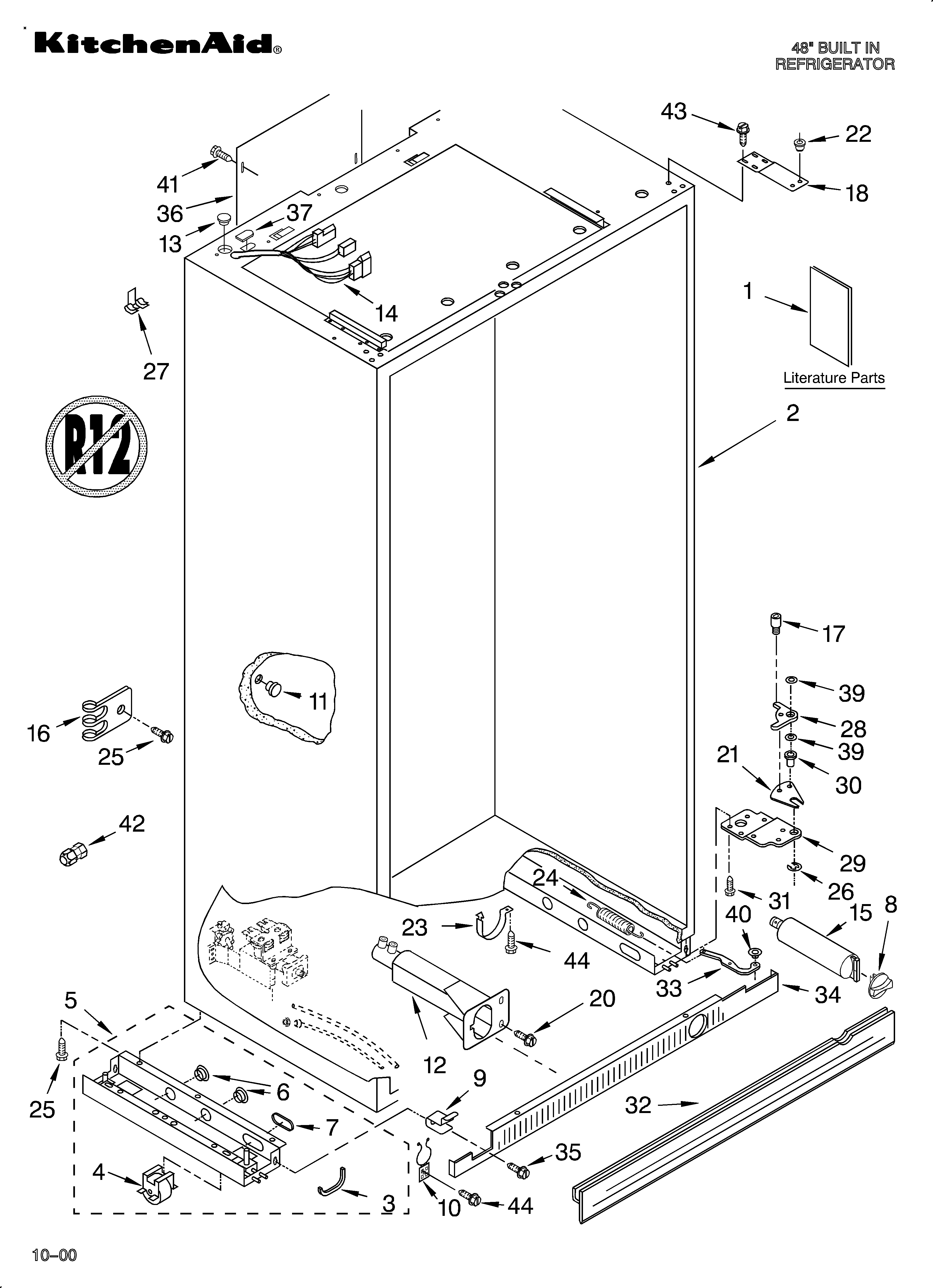 KitchenAid KSSS48QJB00 cabinet/literature diagram