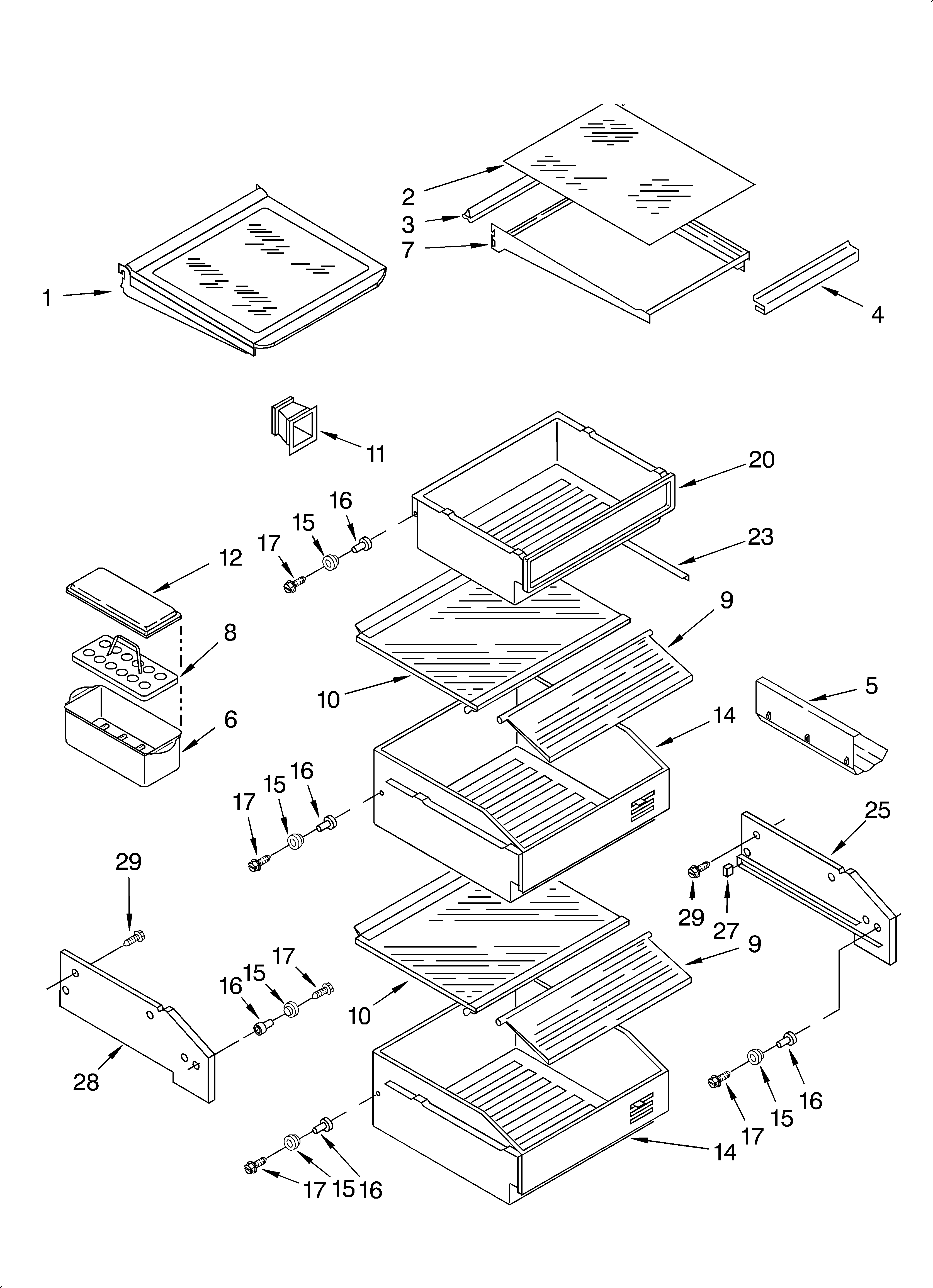 KitchenAid KSSS48QJB00 refrigerator shelf diagram