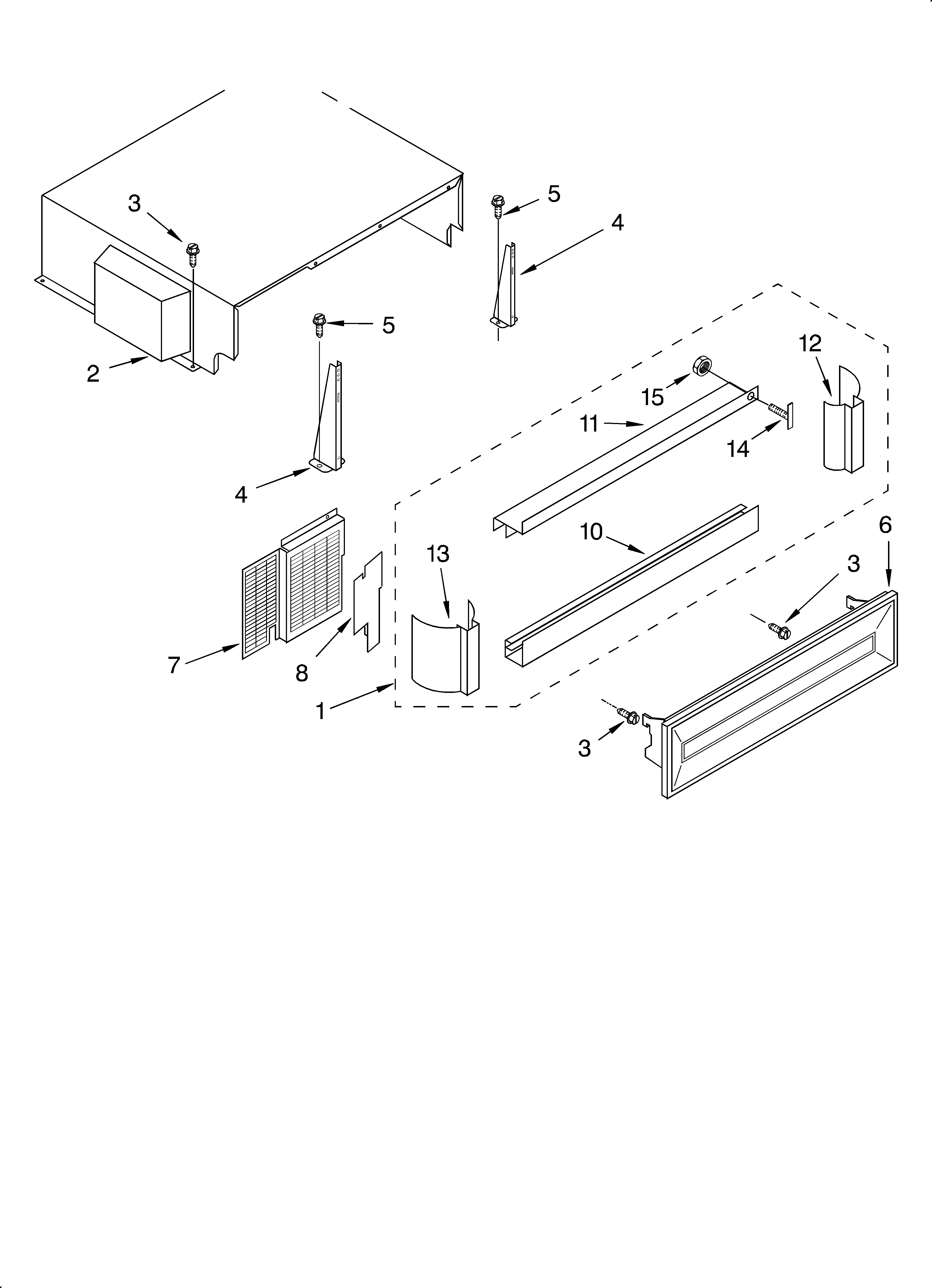 KitchenAid KSSS48QJB00 top grille and unit cover diagram
