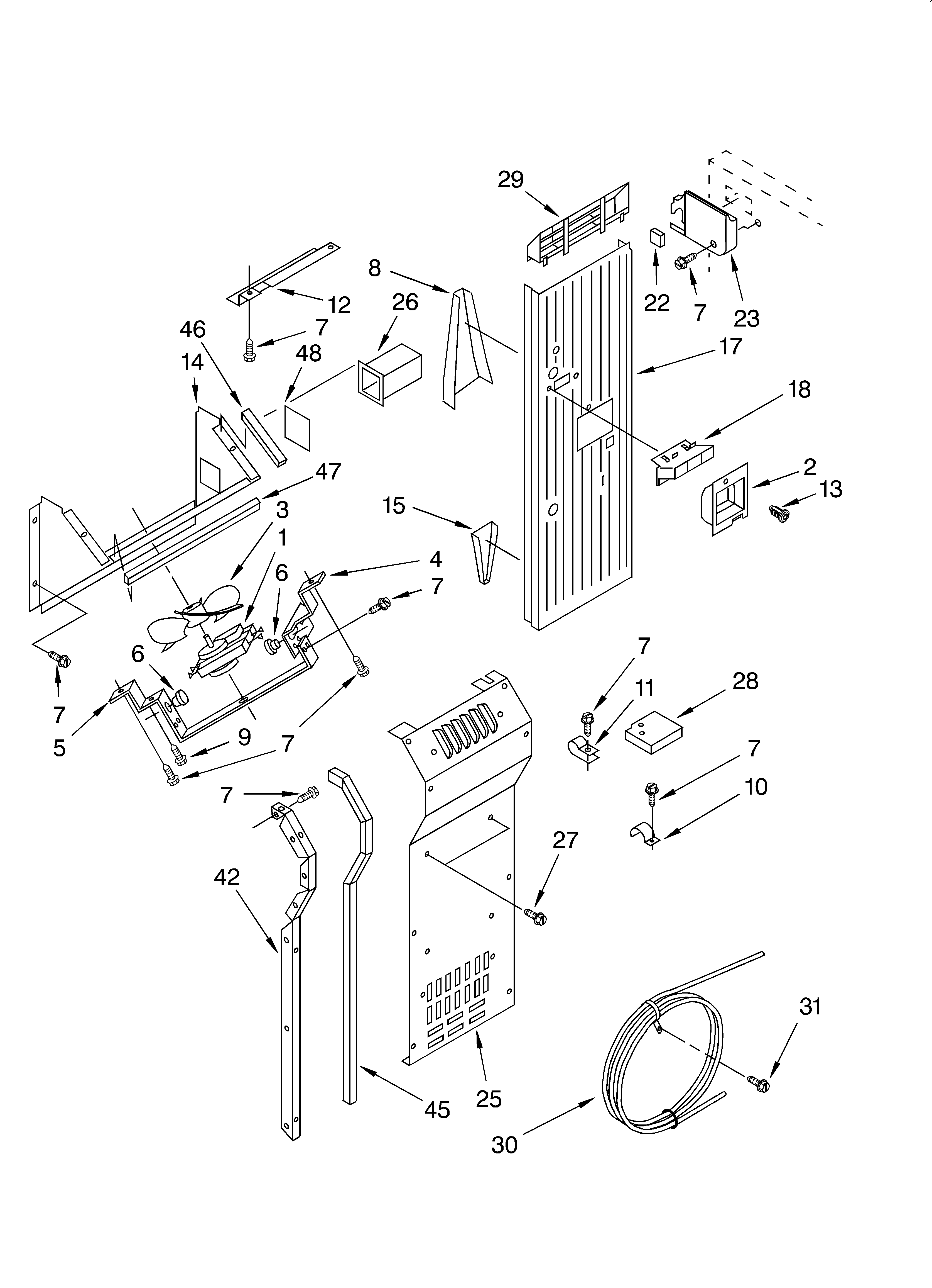 KitchenAid KSSS48QJB00 air flow and reservoir diagram