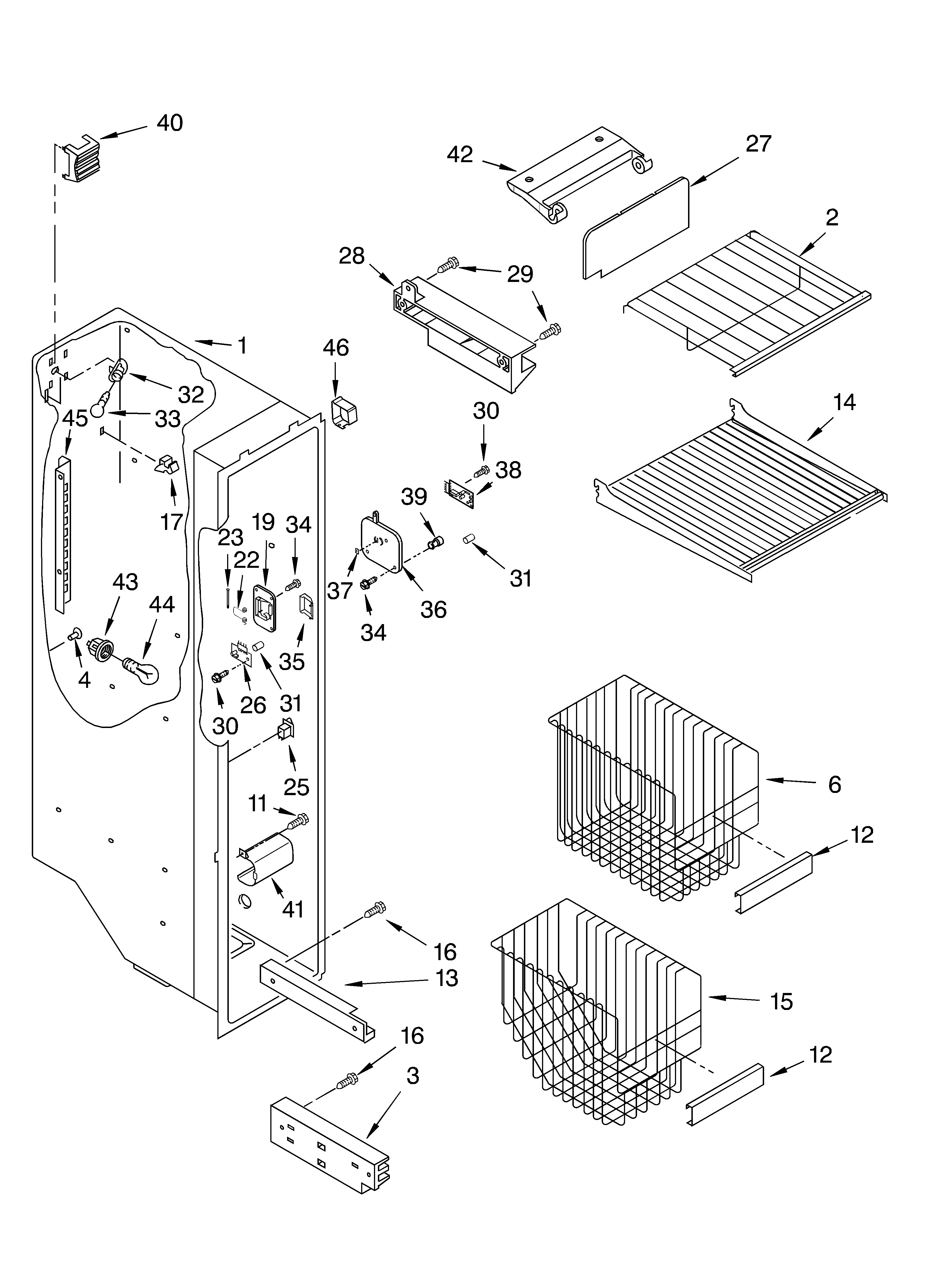 Whirlpool GD5PHAXLQ00 freezer liner diagram