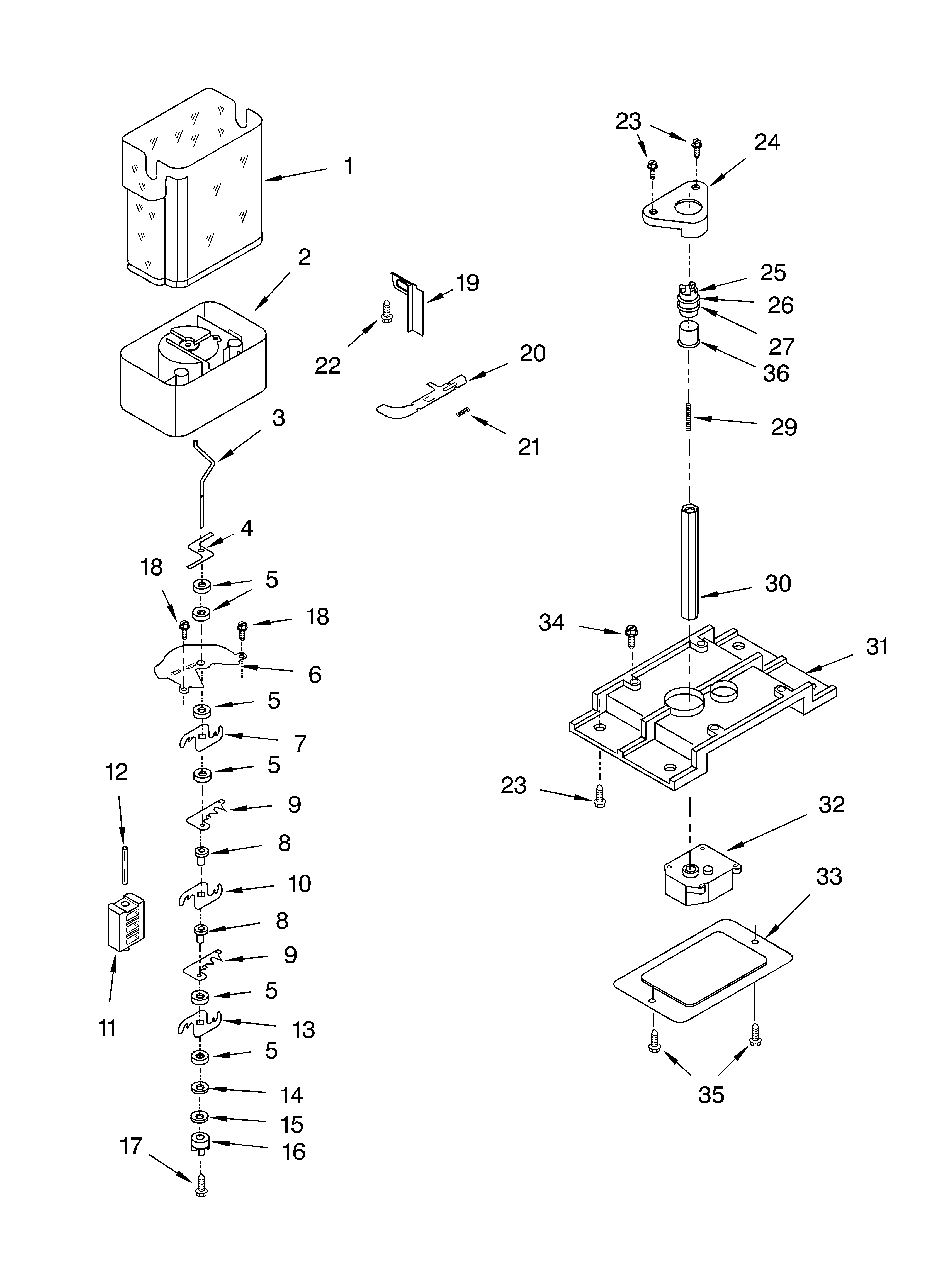 Whirlpool GD5PHAXLQ00 motor and ice container diagram