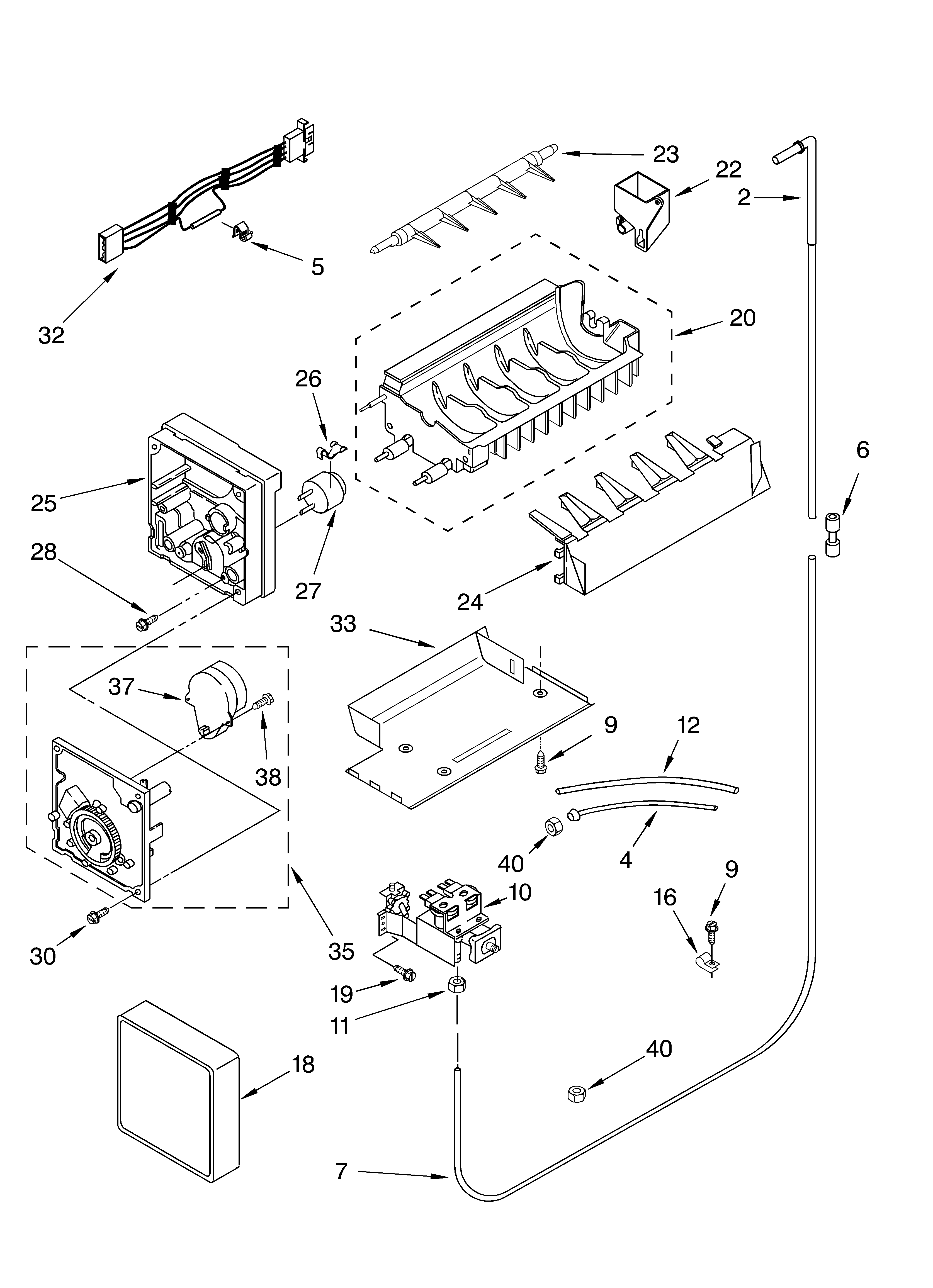 KitchenAid KSRG22FKBL04 icemaker diagram