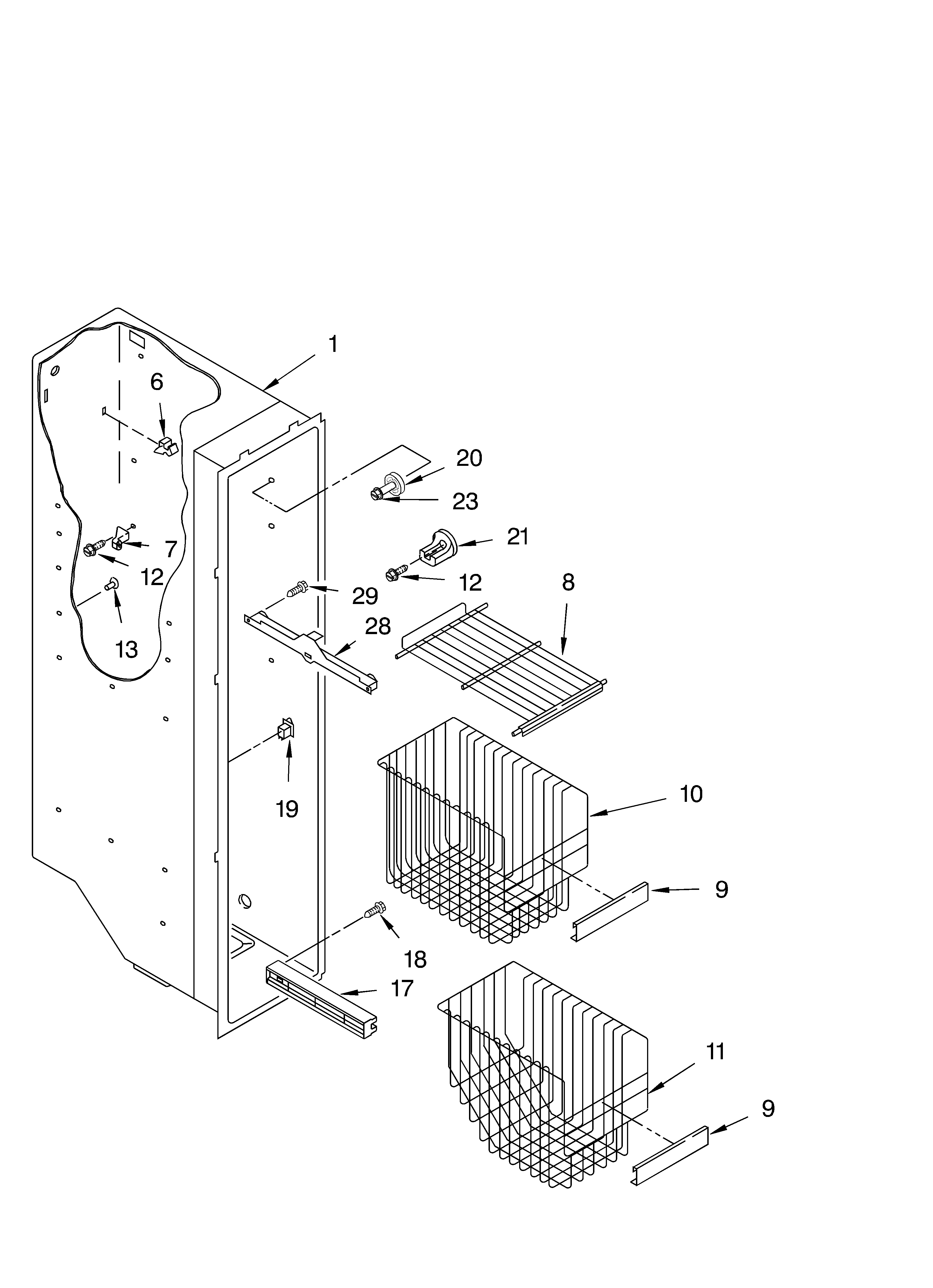Whirlpool GD2SHGXLQ01 freezer liner diagram
