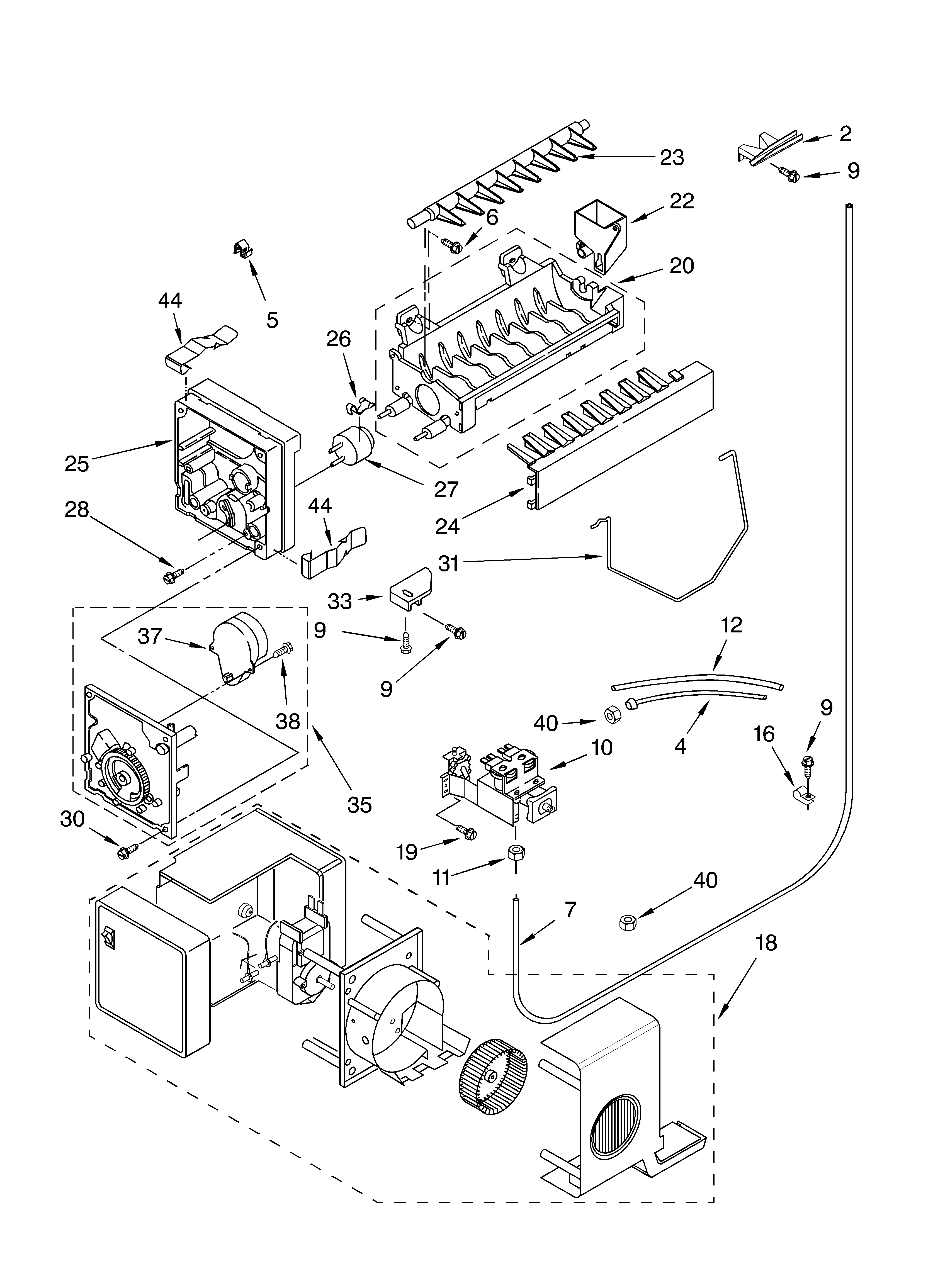 Whirlpool GD2SHGXLQ01 icemaker diagram