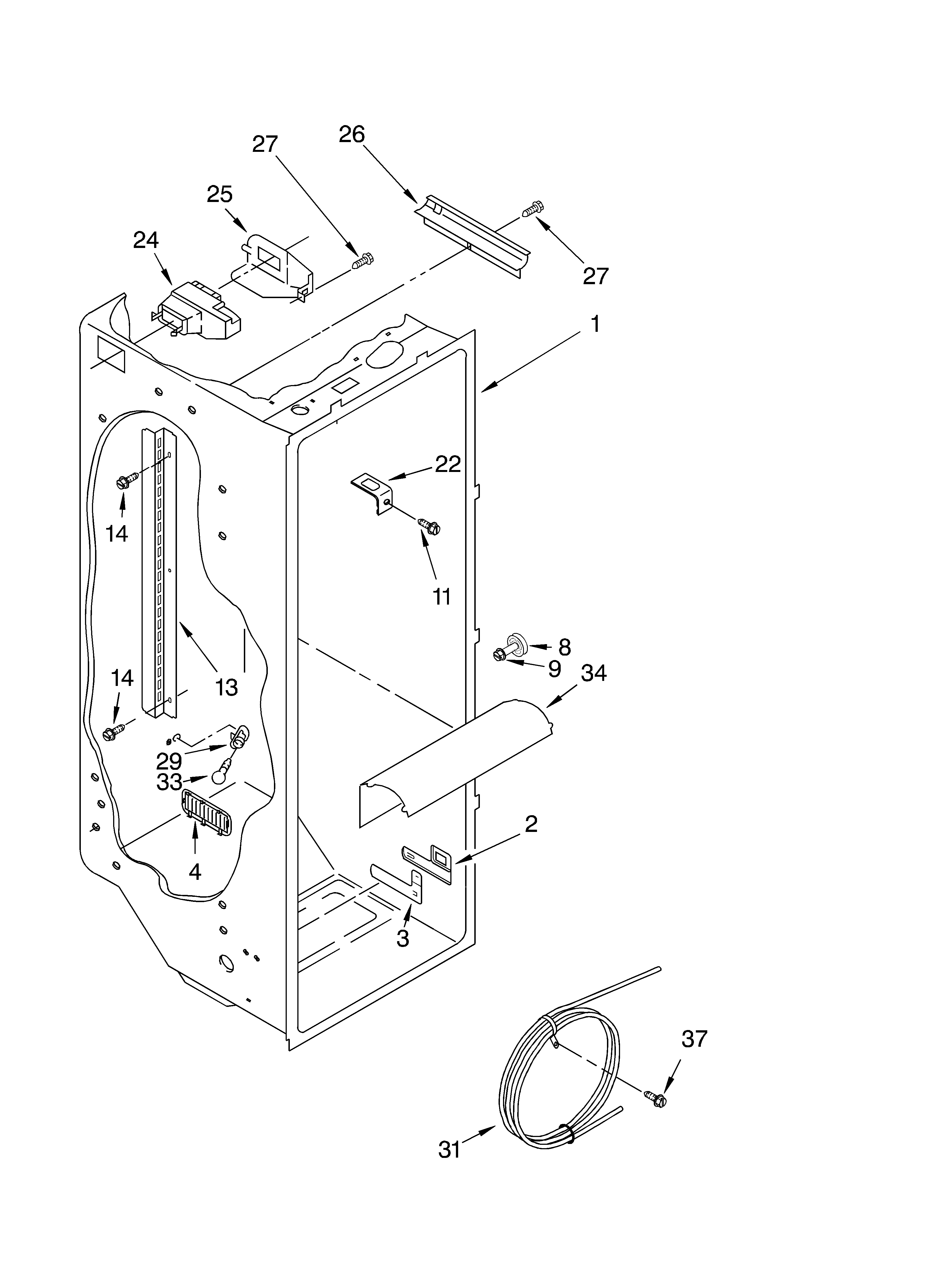 Whirlpool GD5YHEXLS00 refrigerator liner diagram