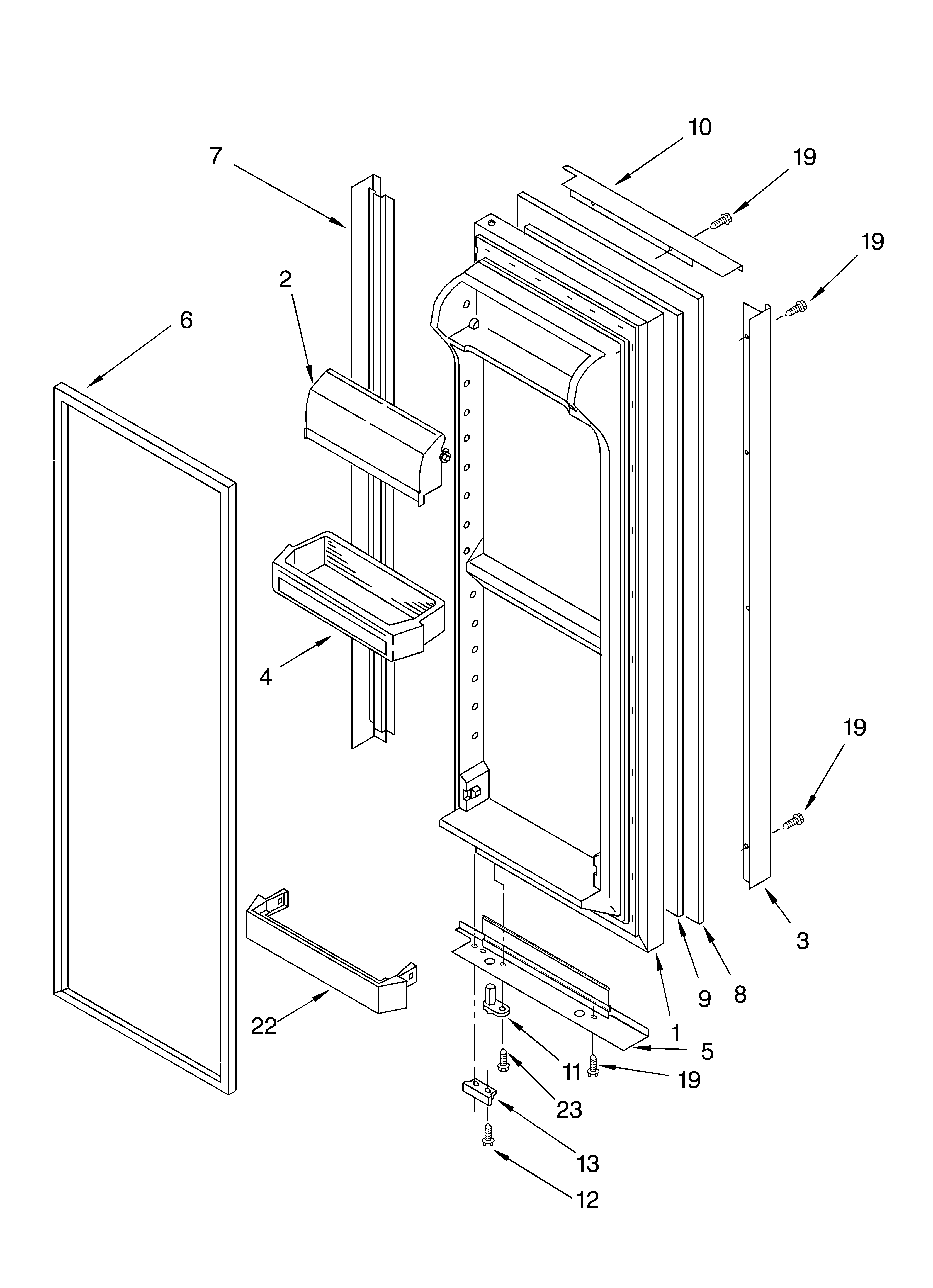 Whirlpool GD5YHEXLS00 refrigerator door diagram