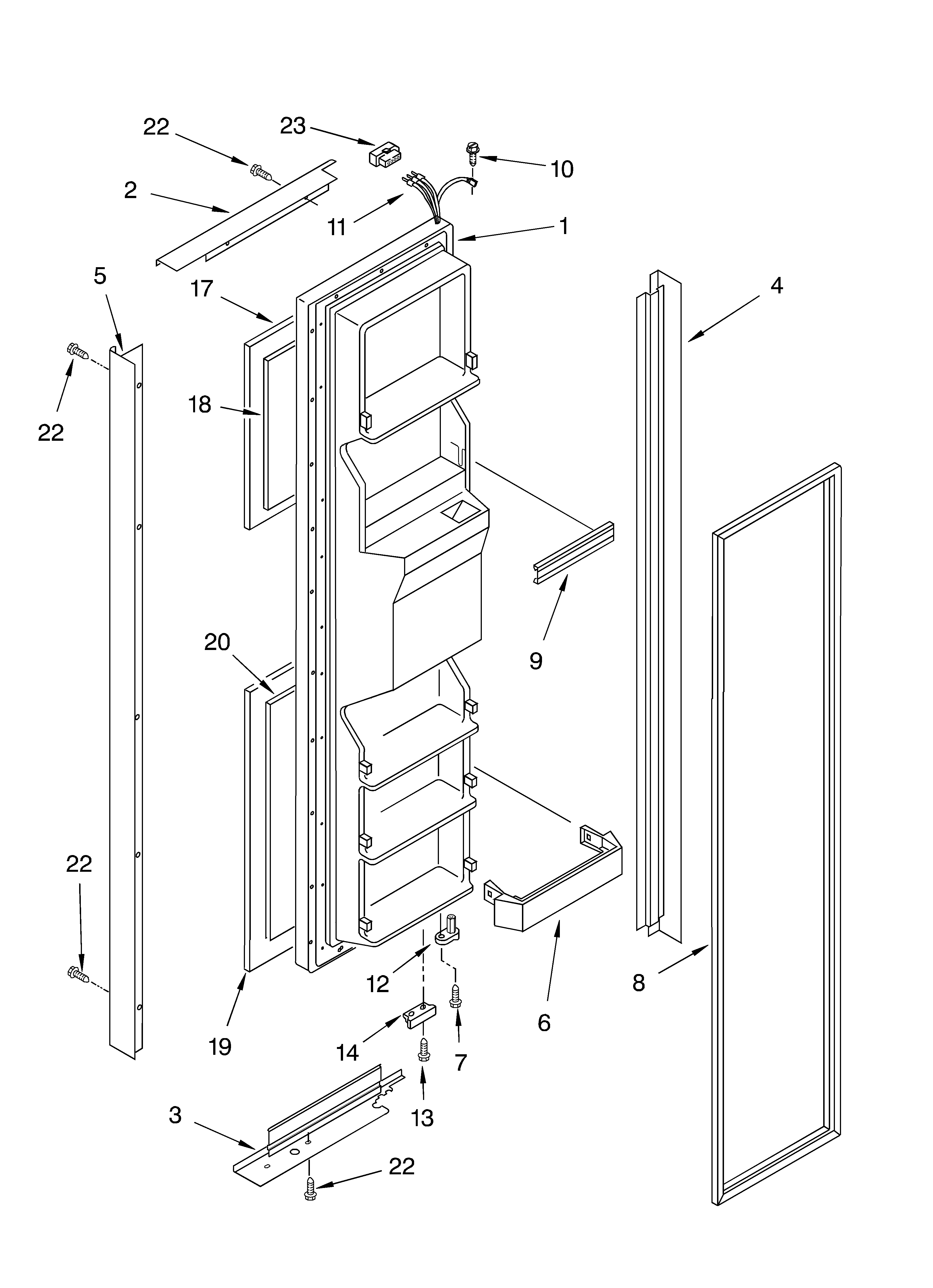 Whirlpool GD5YHEXLS00 freezer door diagram