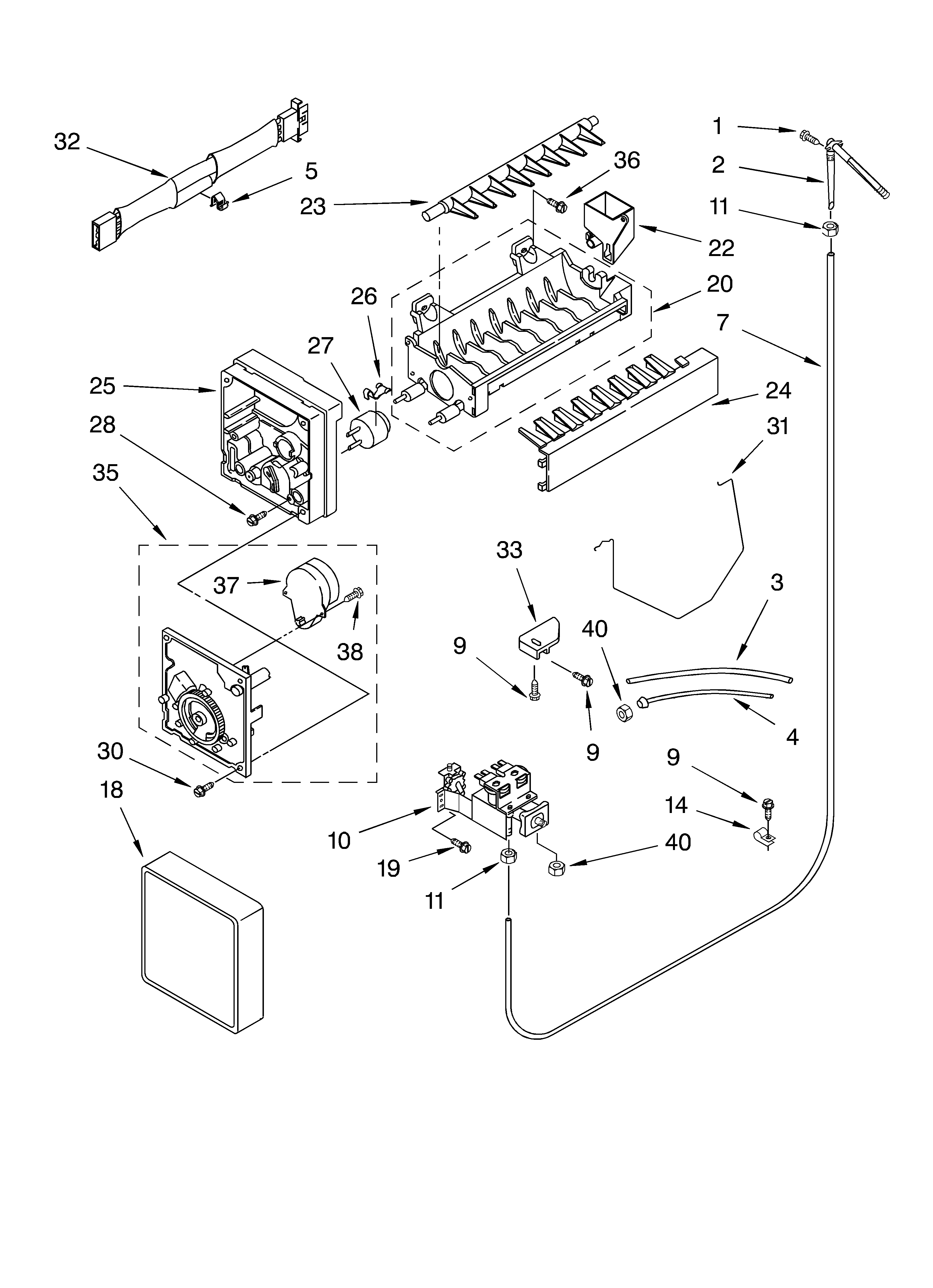 Whirlpool GD5YHEXLS00 icemaker/optional diagram