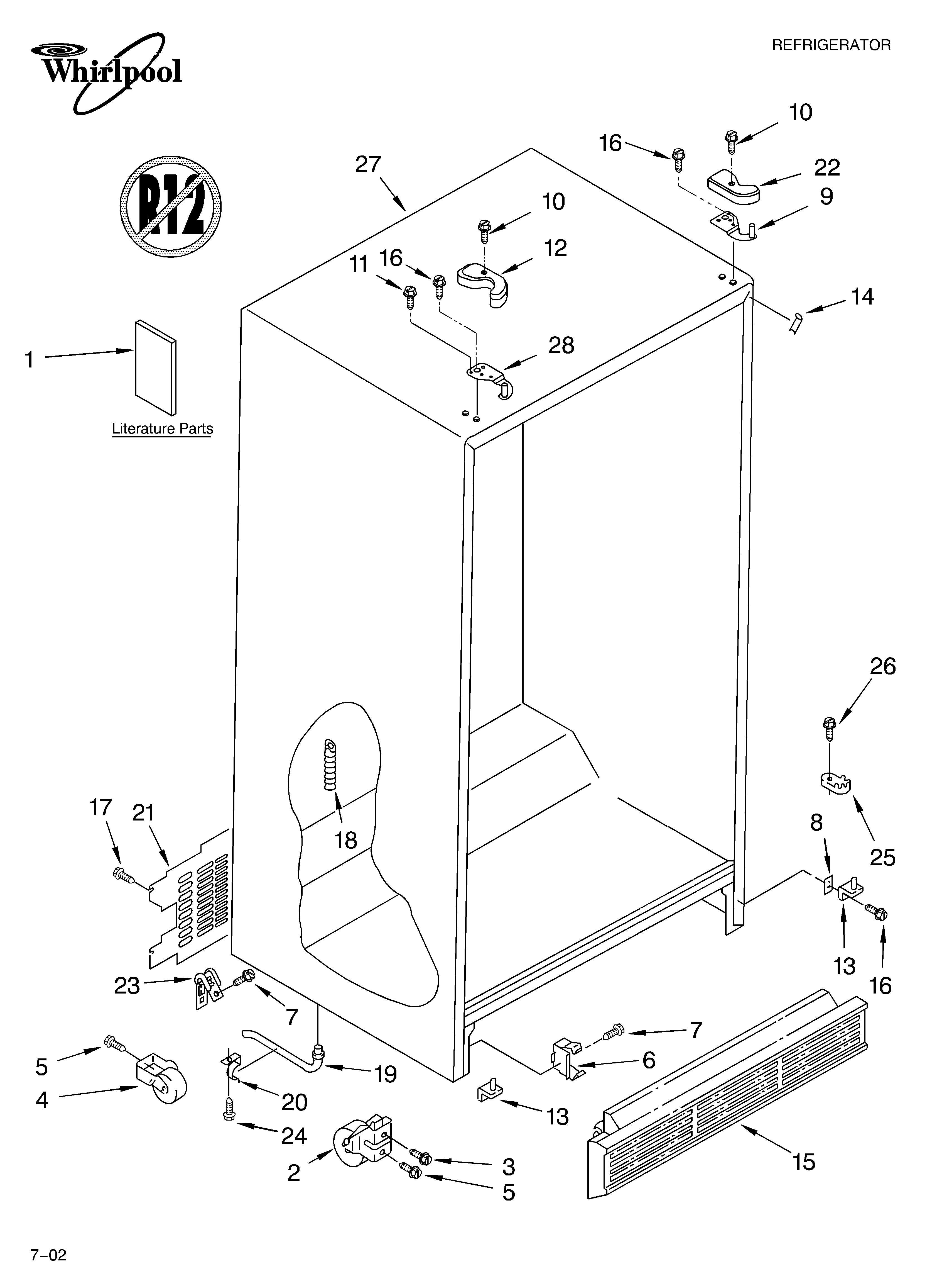 Whirlpool ED2GTQXKQ03 cabinet/literature diagram