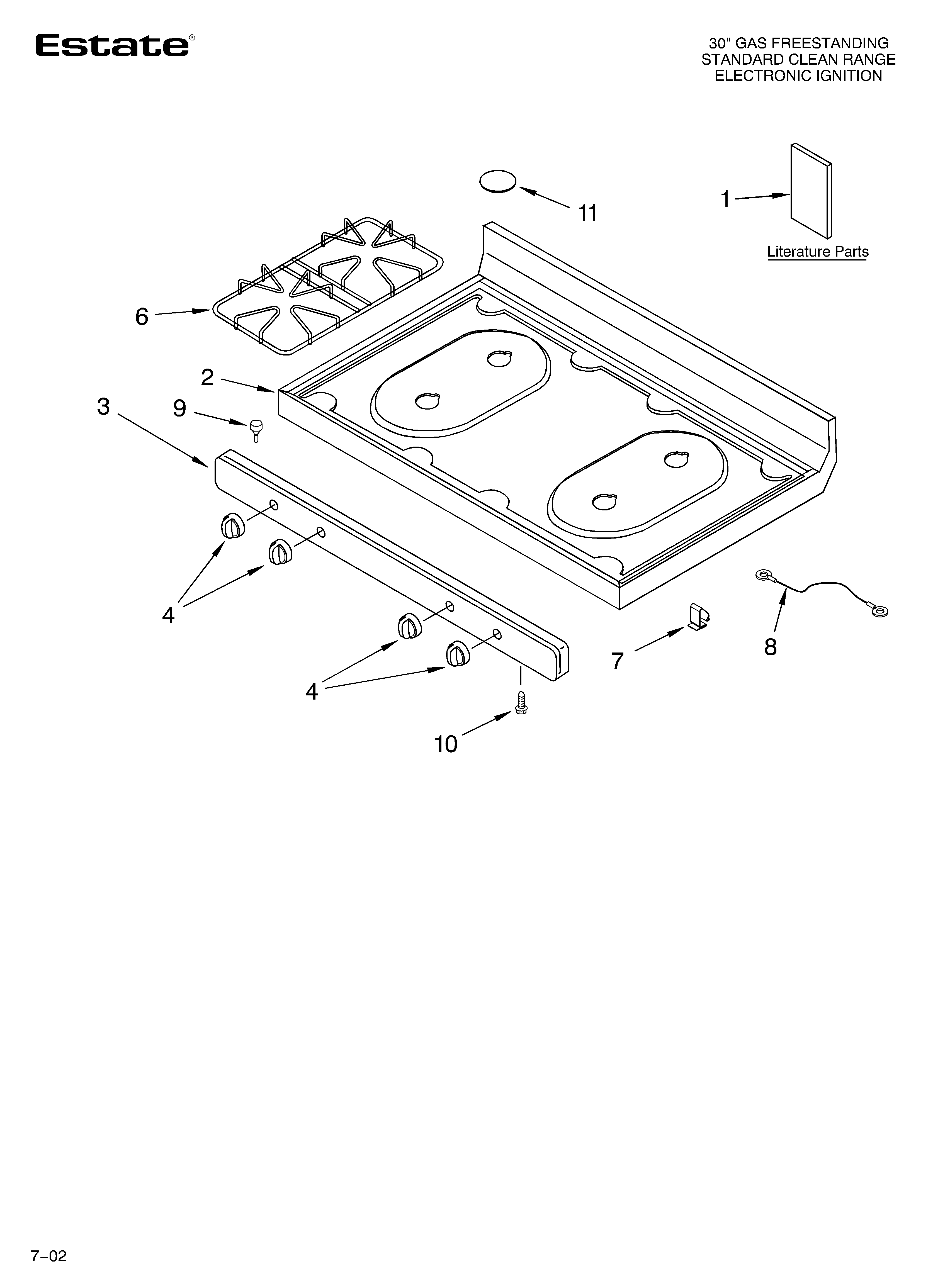 Estate TGP325LW0 cooktop diagram