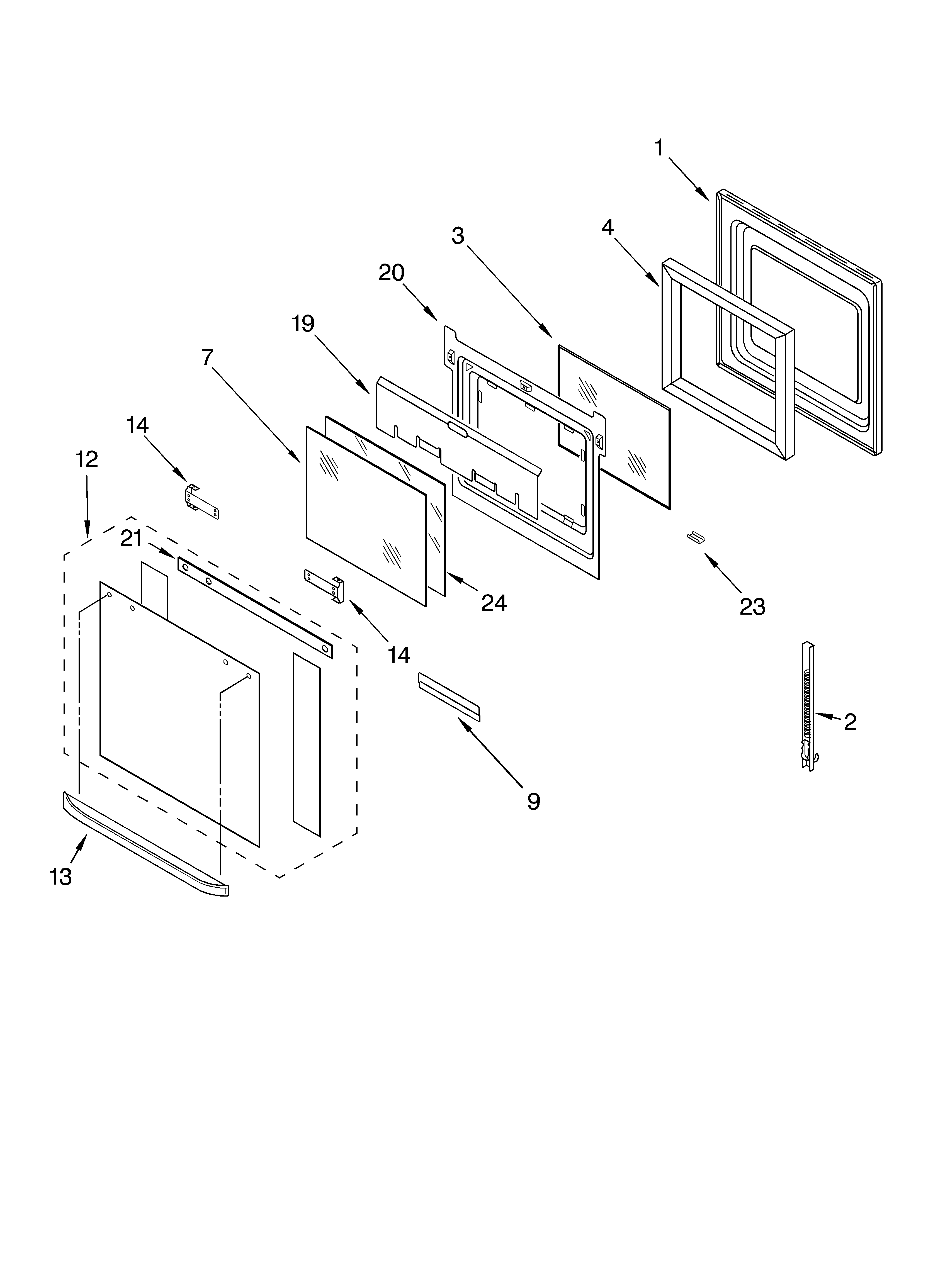 KitchenAid KEBC147KWH0 oven door diagram