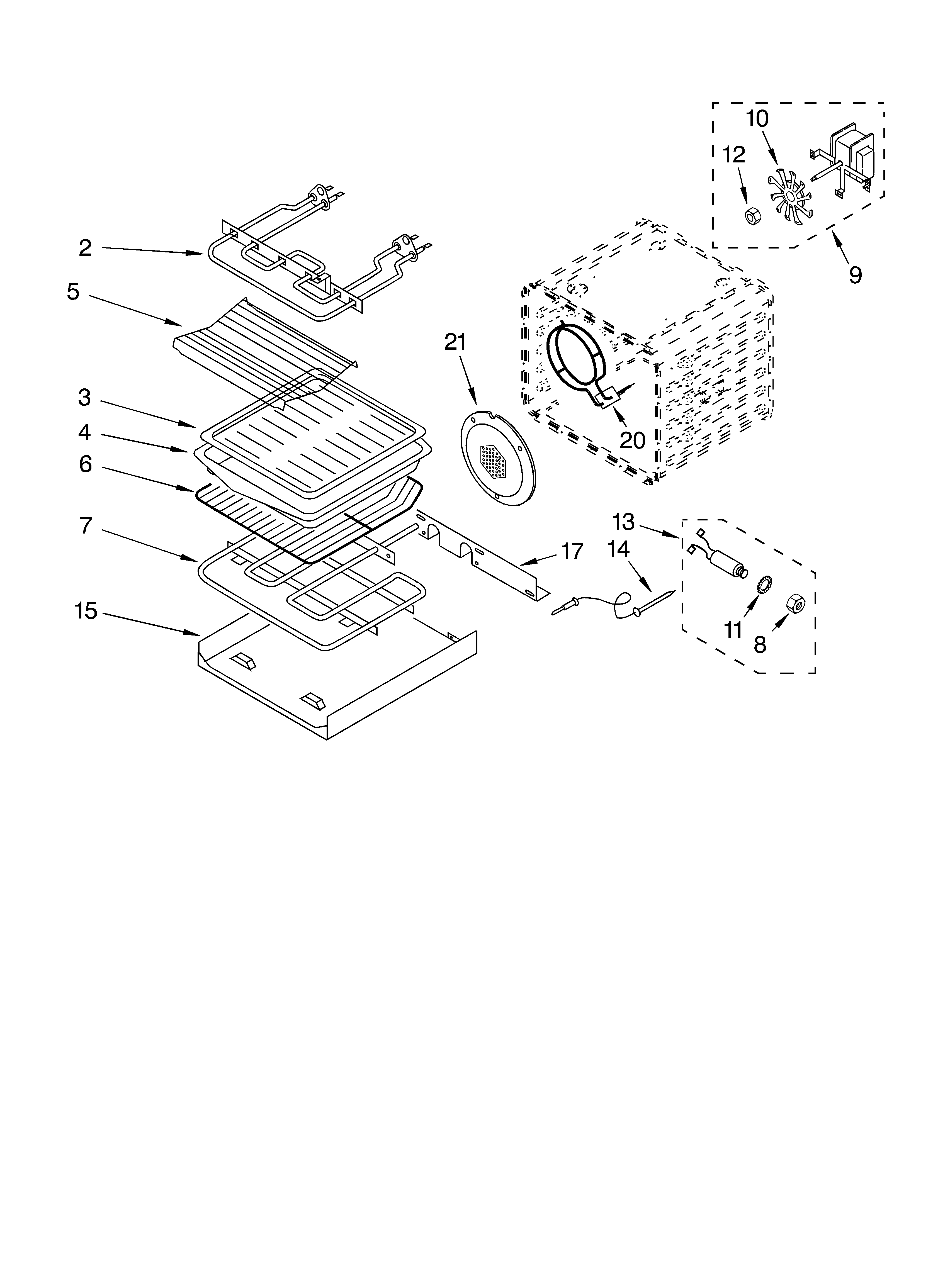 KitchenAid KEBC147KWH0 internal oven diagram