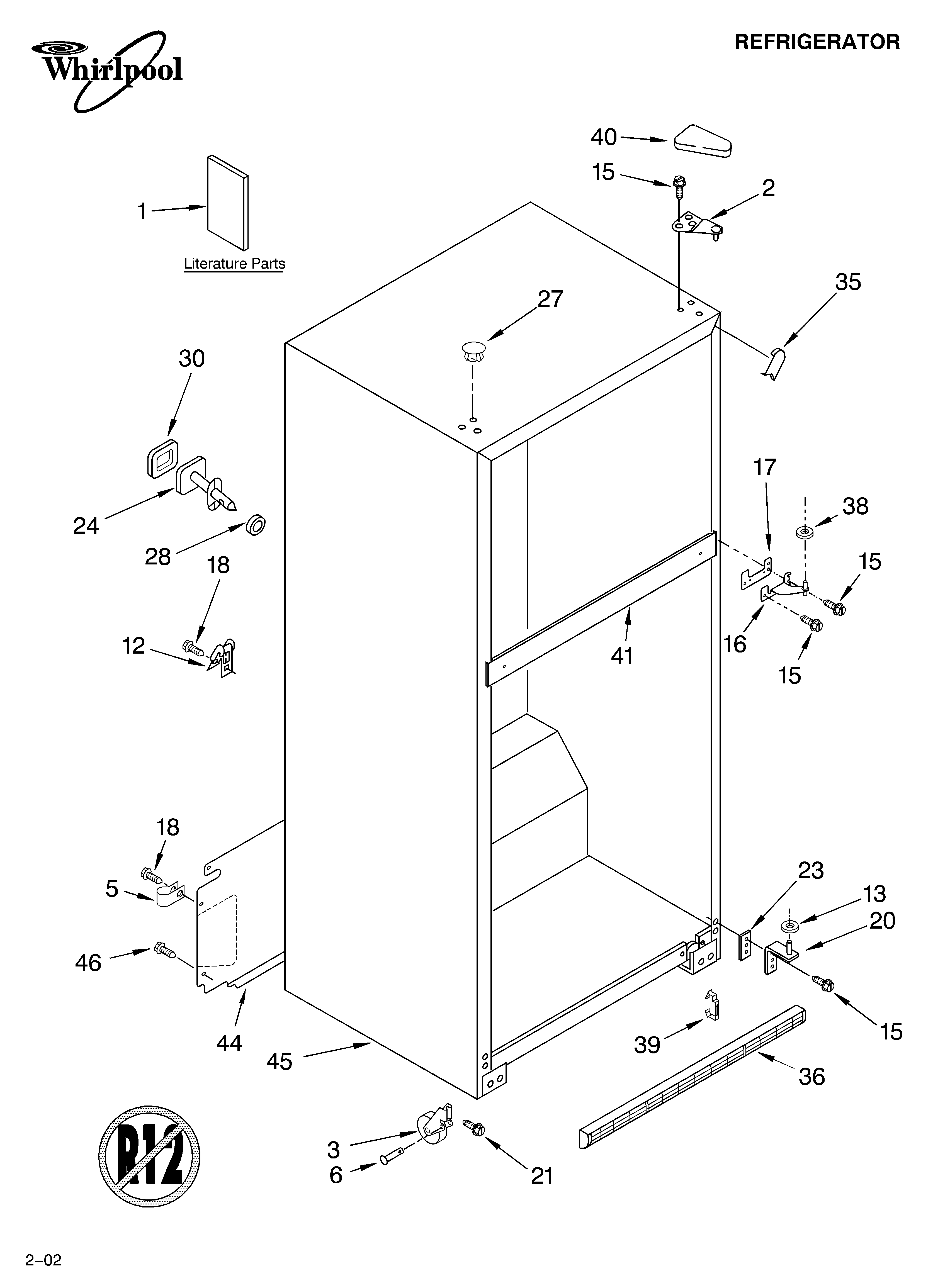 Whirlpool ER9SHKXKQ01 cabinet/literature diagram