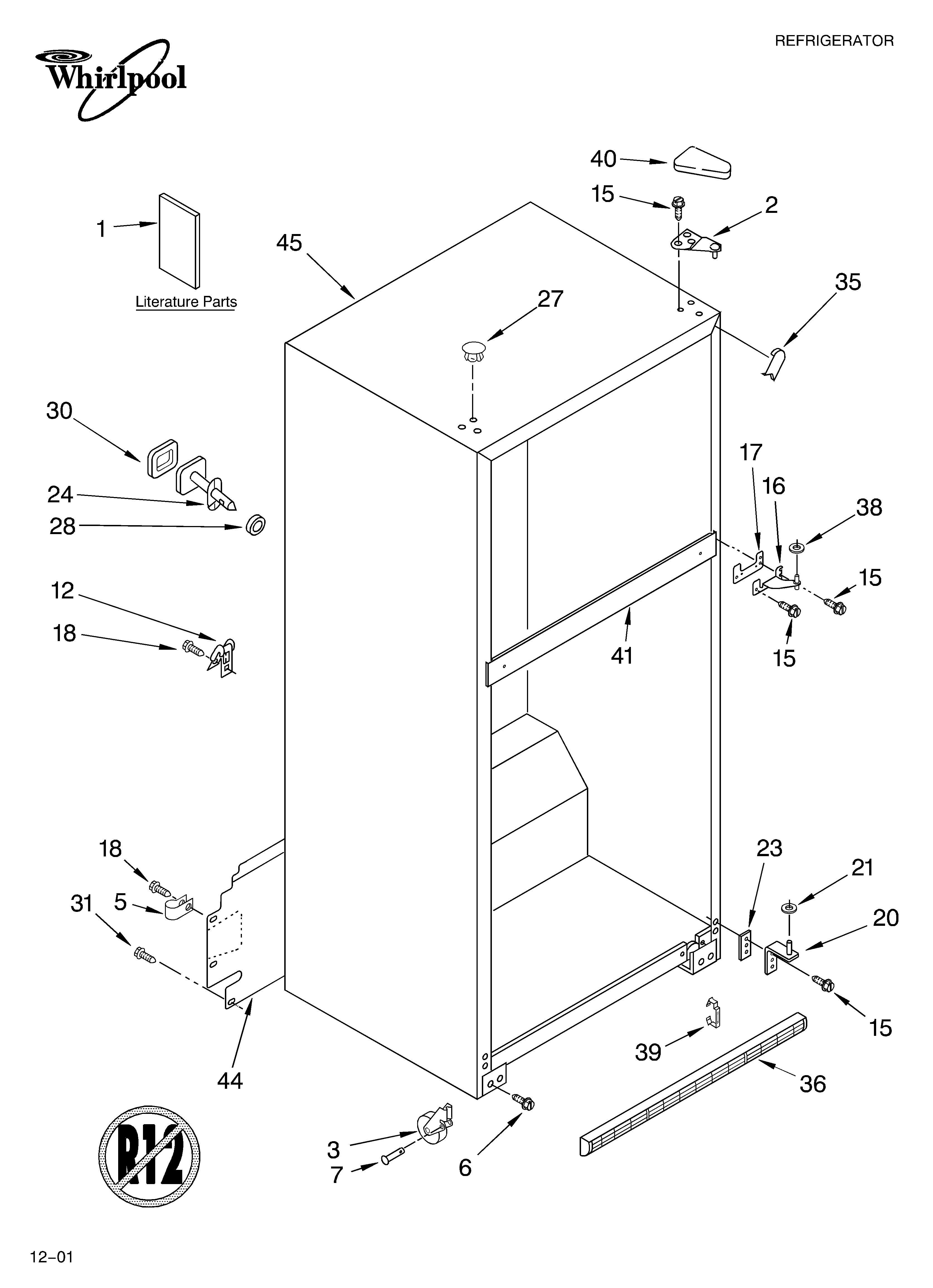 Whirlpool ET8MTEXKQ01 cabinet/literature diagram