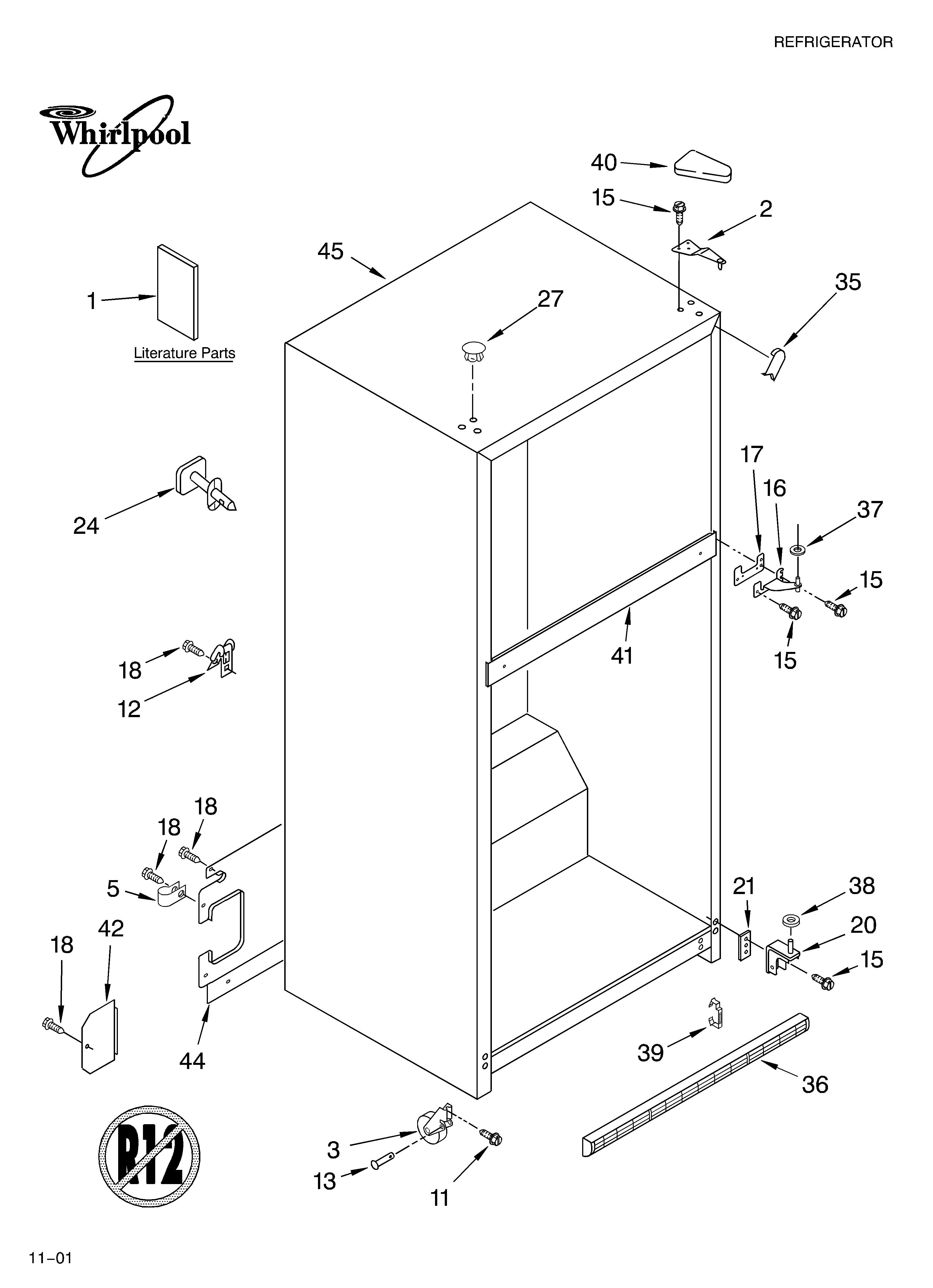 Whirlpool GR2SHKXKB01 cabinet/literature diagram