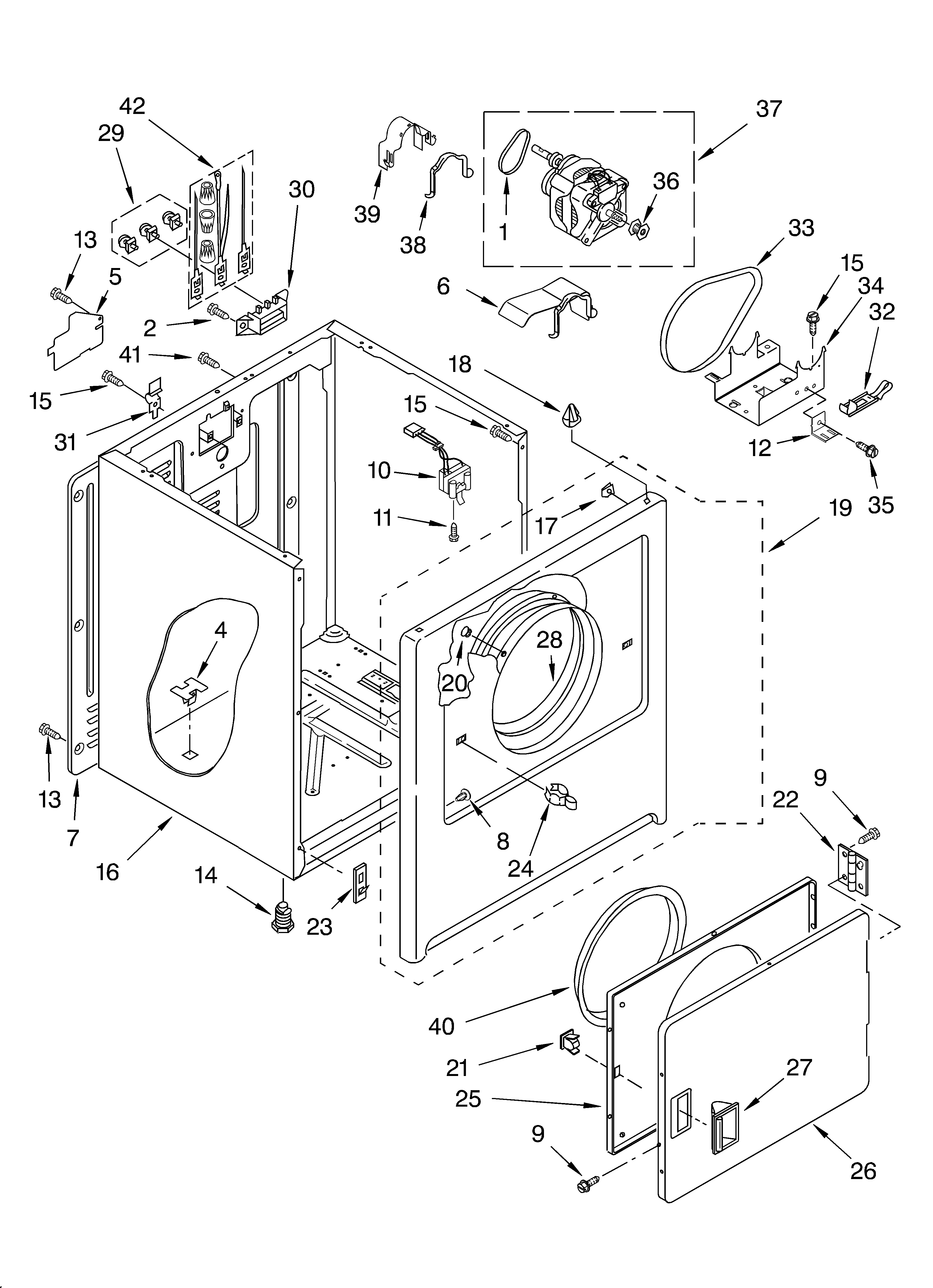 Whirlpool LEV4634JQ0 cabinet diagram