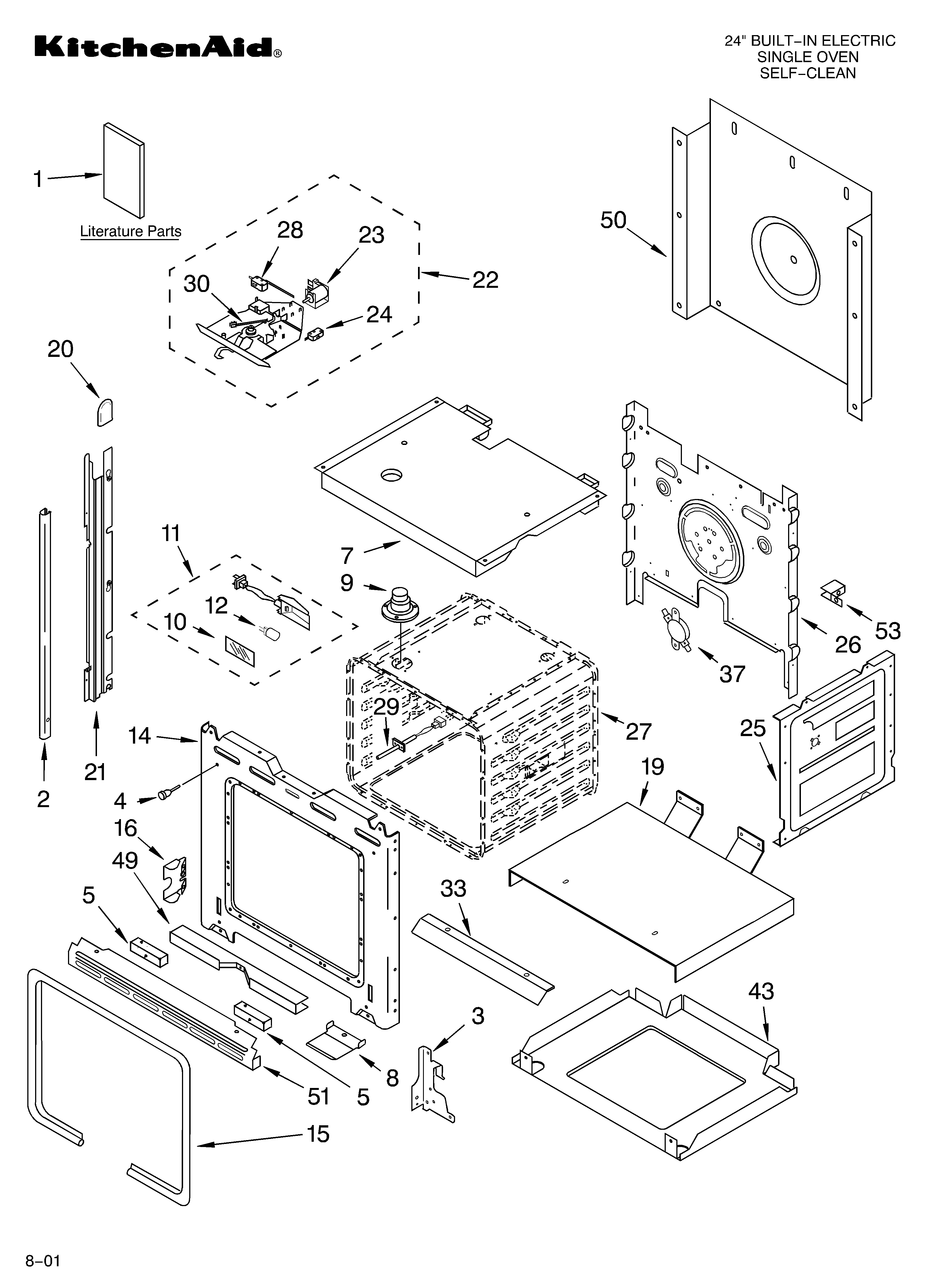 KitchenAid KEBC141KWH0 oven/literature diagram