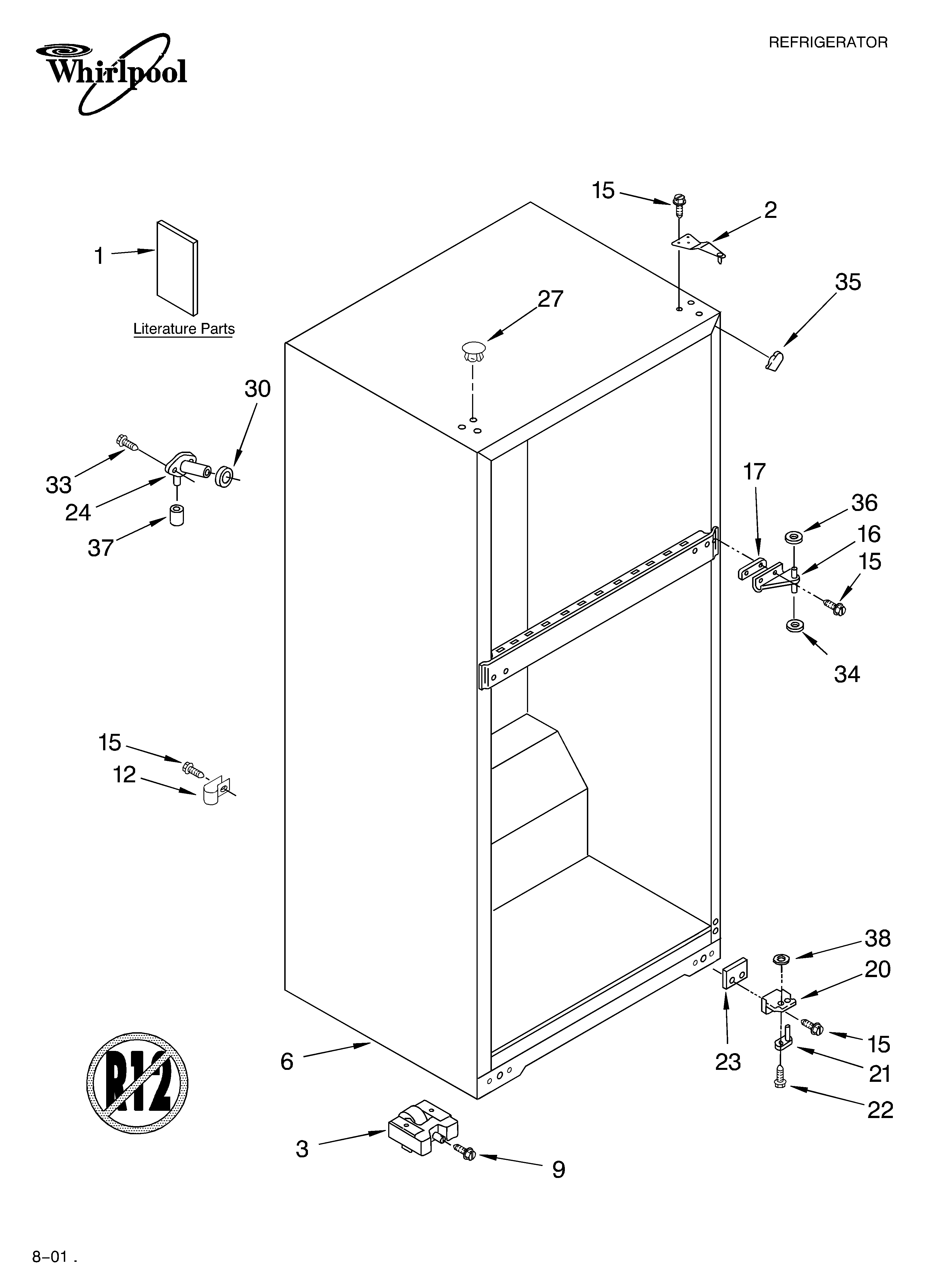 Whirlpool ET8BPKXKT00 cabinet/literature diagram