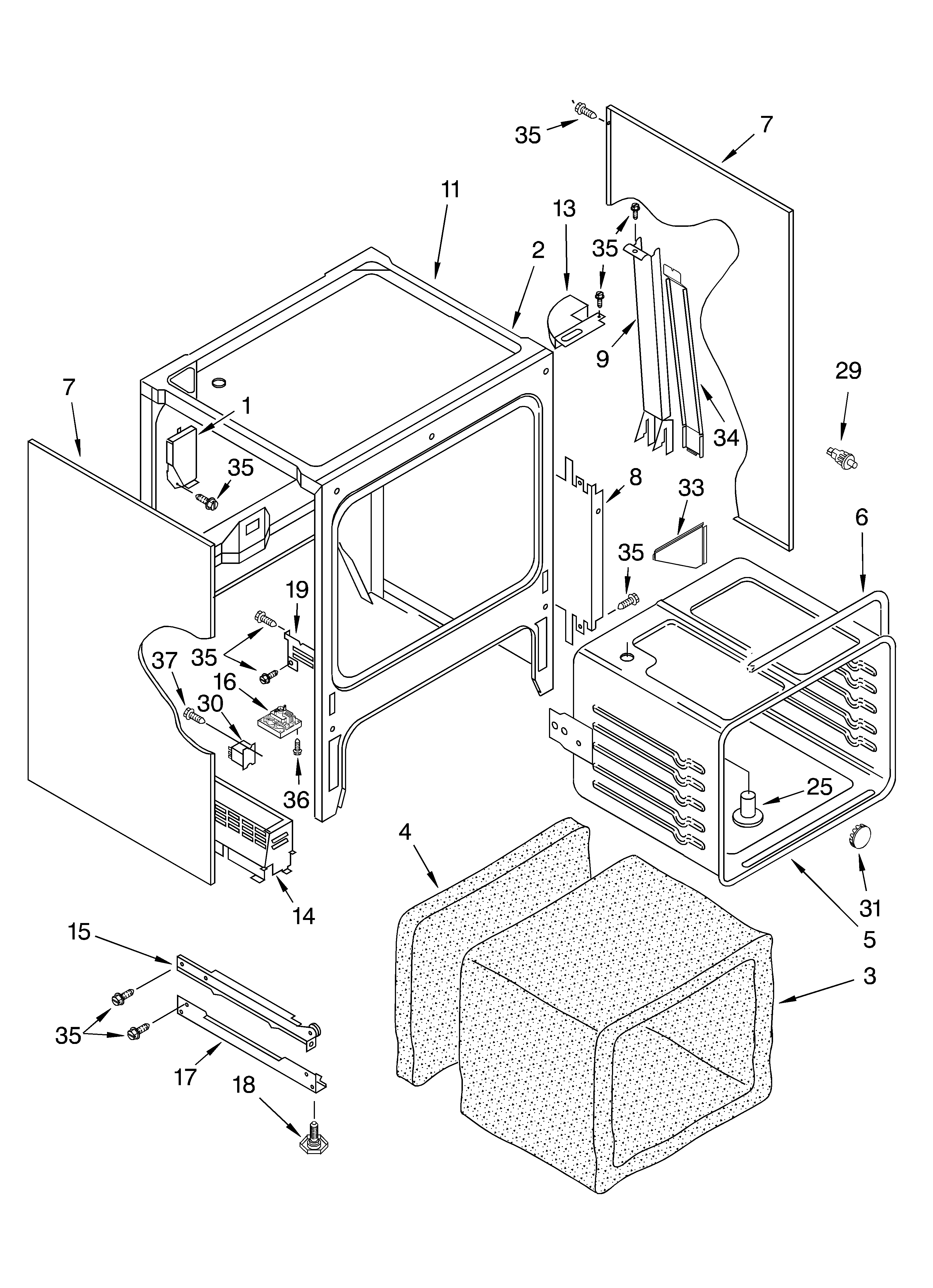 KitchenAid KERC607HBT6 oven chassis diagram