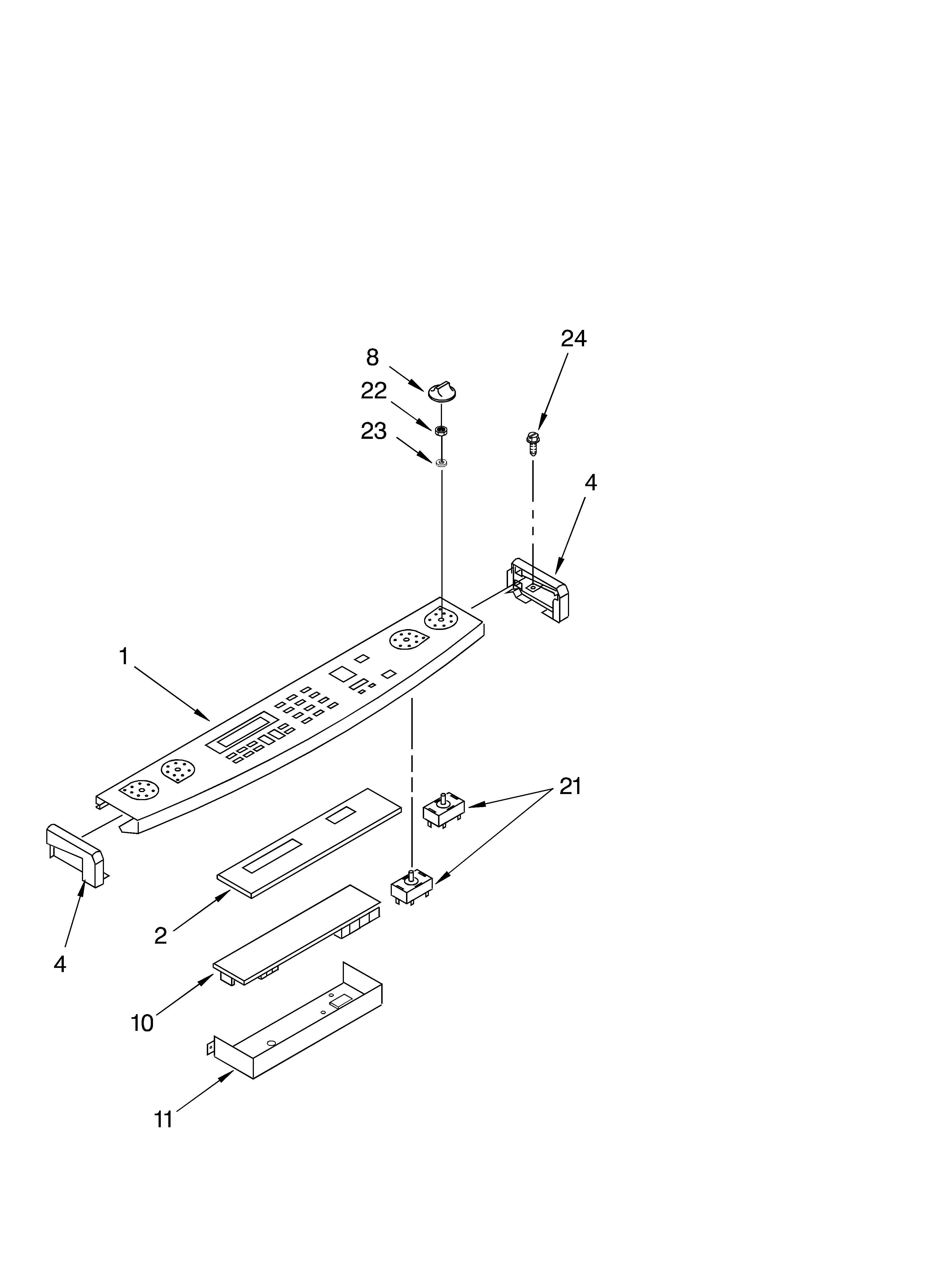 KitchenAid KERC607HBT6 control panel diagram