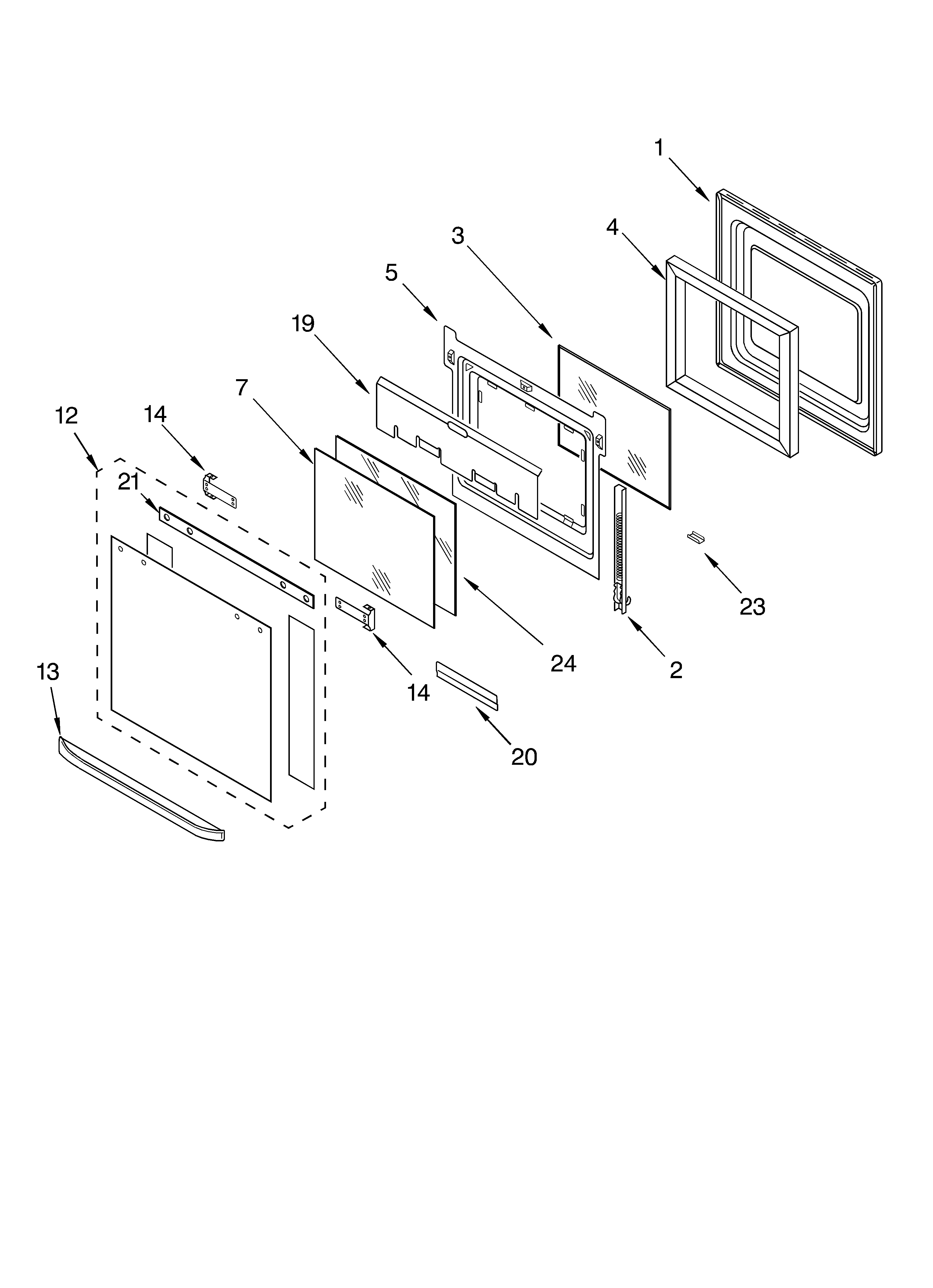 KitchenAid KEHC309JBT4 oven door diagram