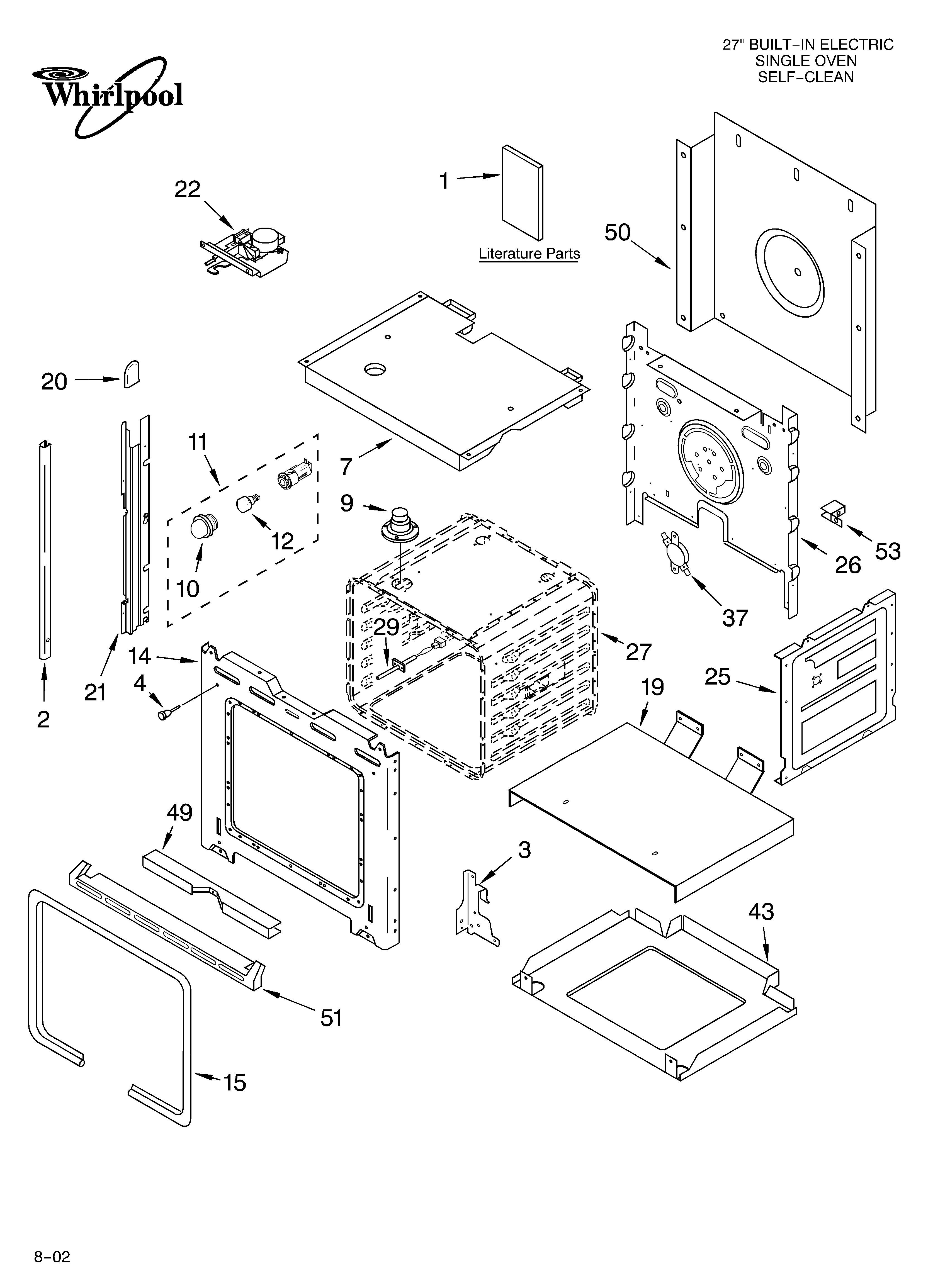 Whirlpool RBS275PDS14 oven/literature diagram