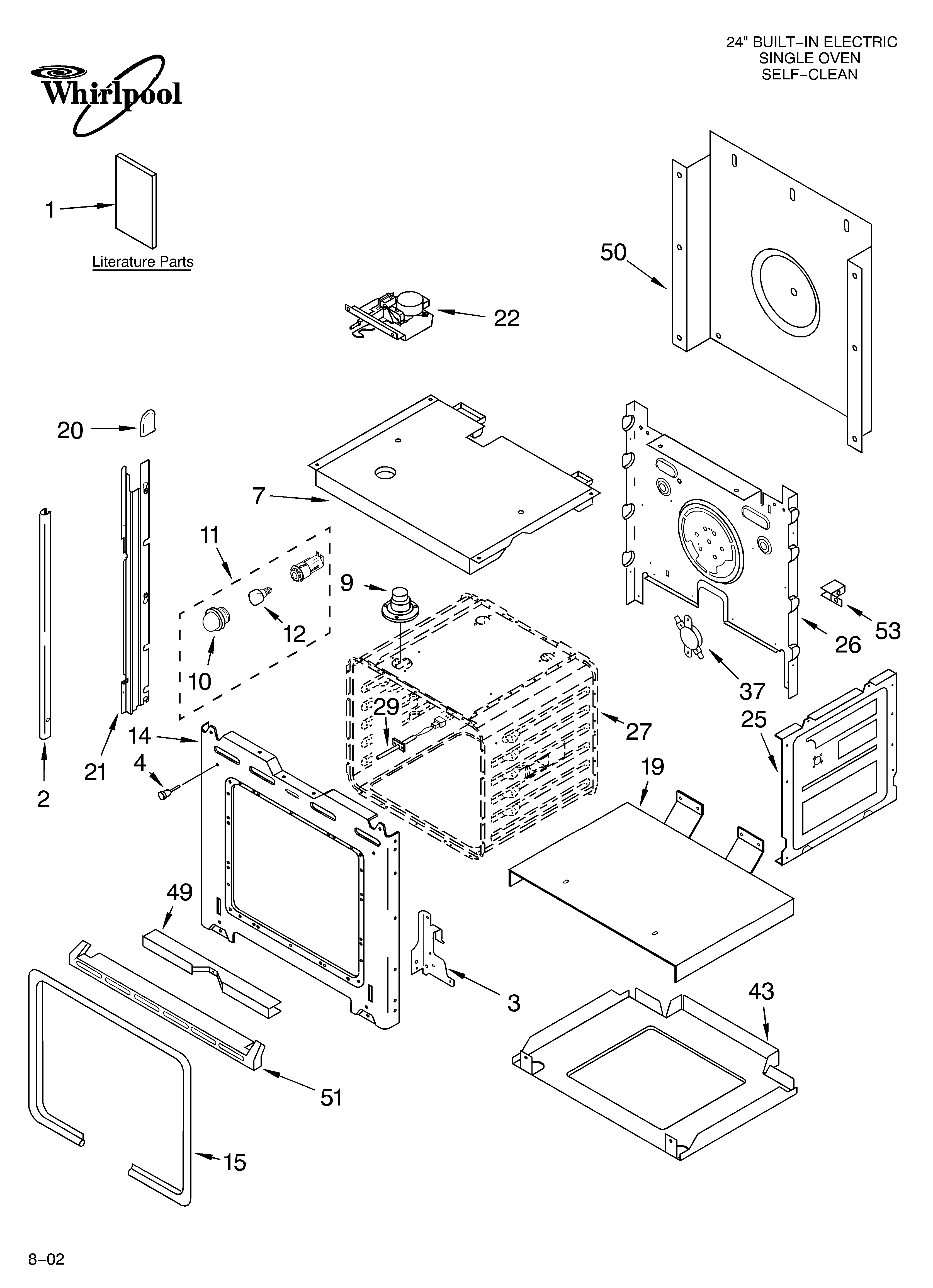 Whirlpool RBS245PDB14 oven/literature diagram