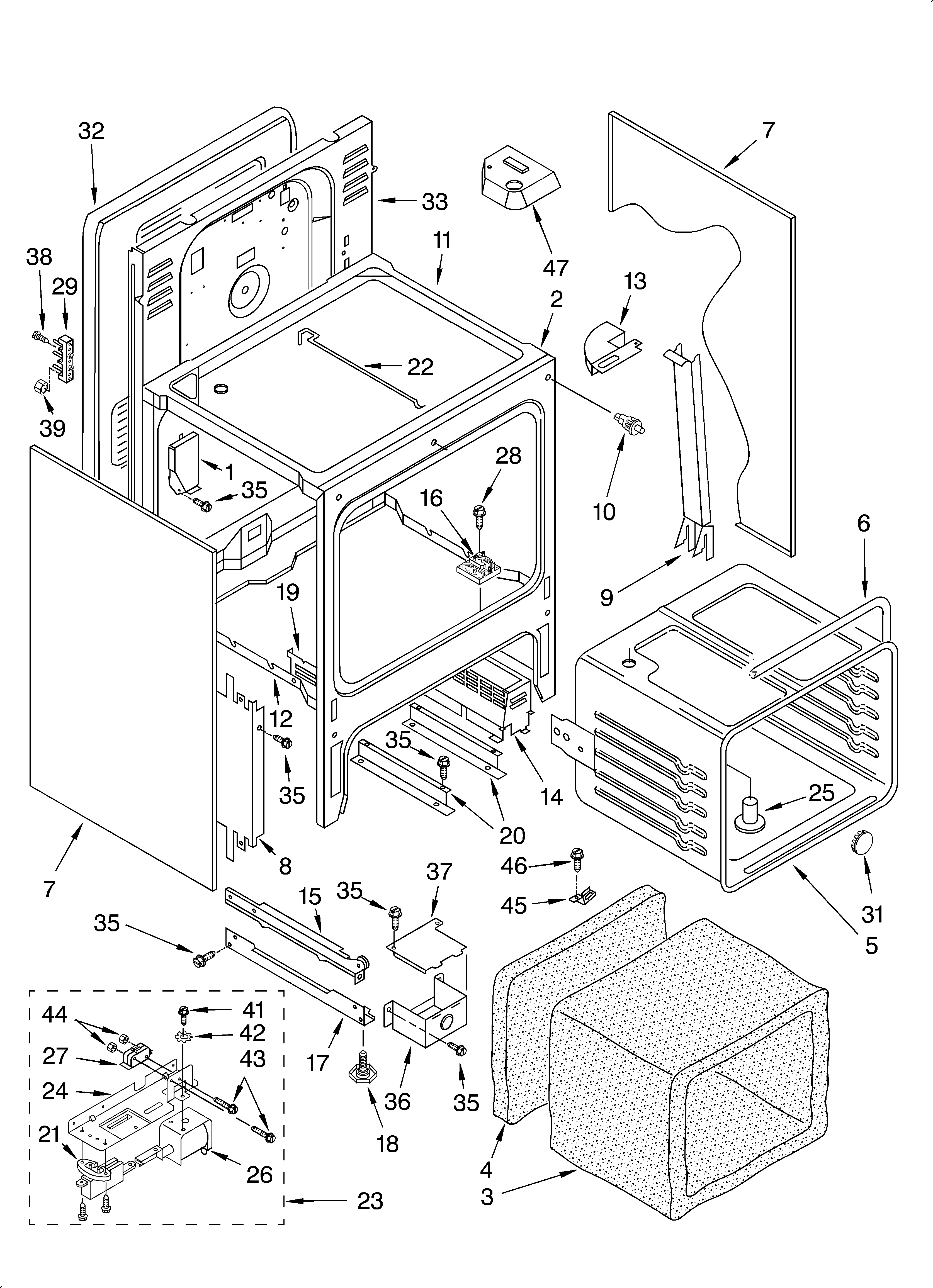 Whirlpool GY395LXGZ3 oven chassis diagram