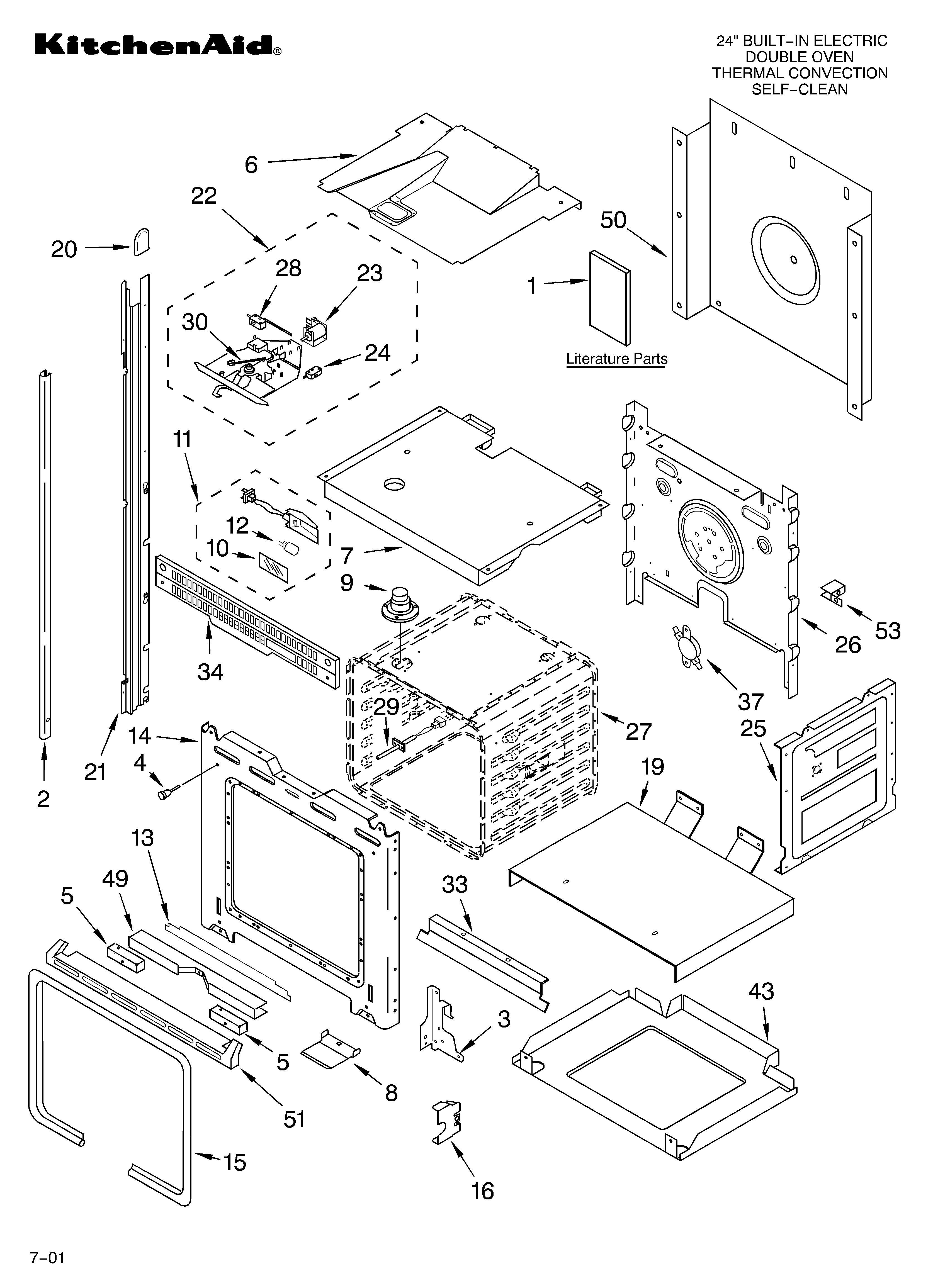 KitchenAid KEBC247KWH0 oven/literature diagram