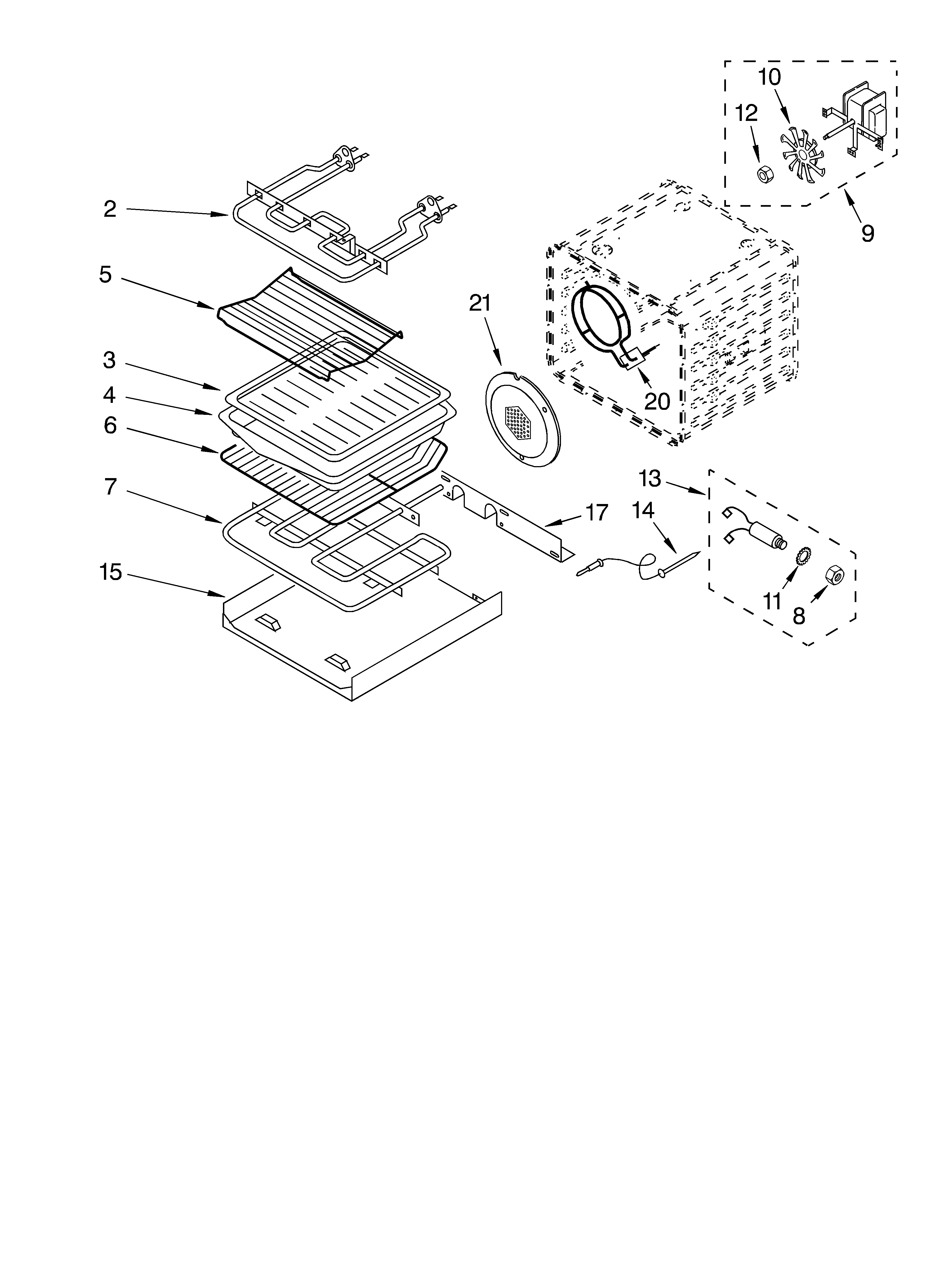 KitchenAid KEBC247KWH0 internal oven diagram