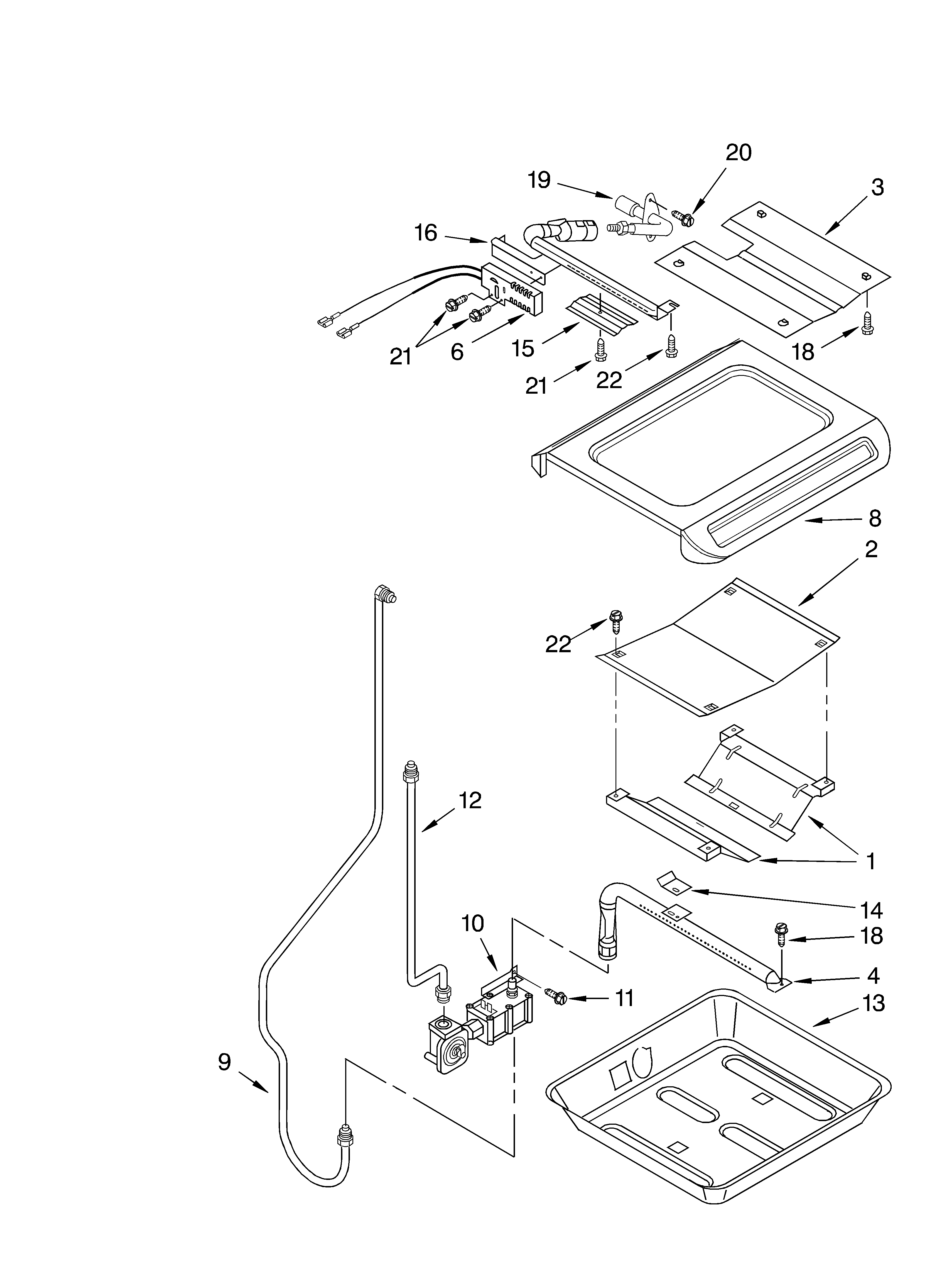Whirlpool GW395LEGB5 broiler and oven burner diagram