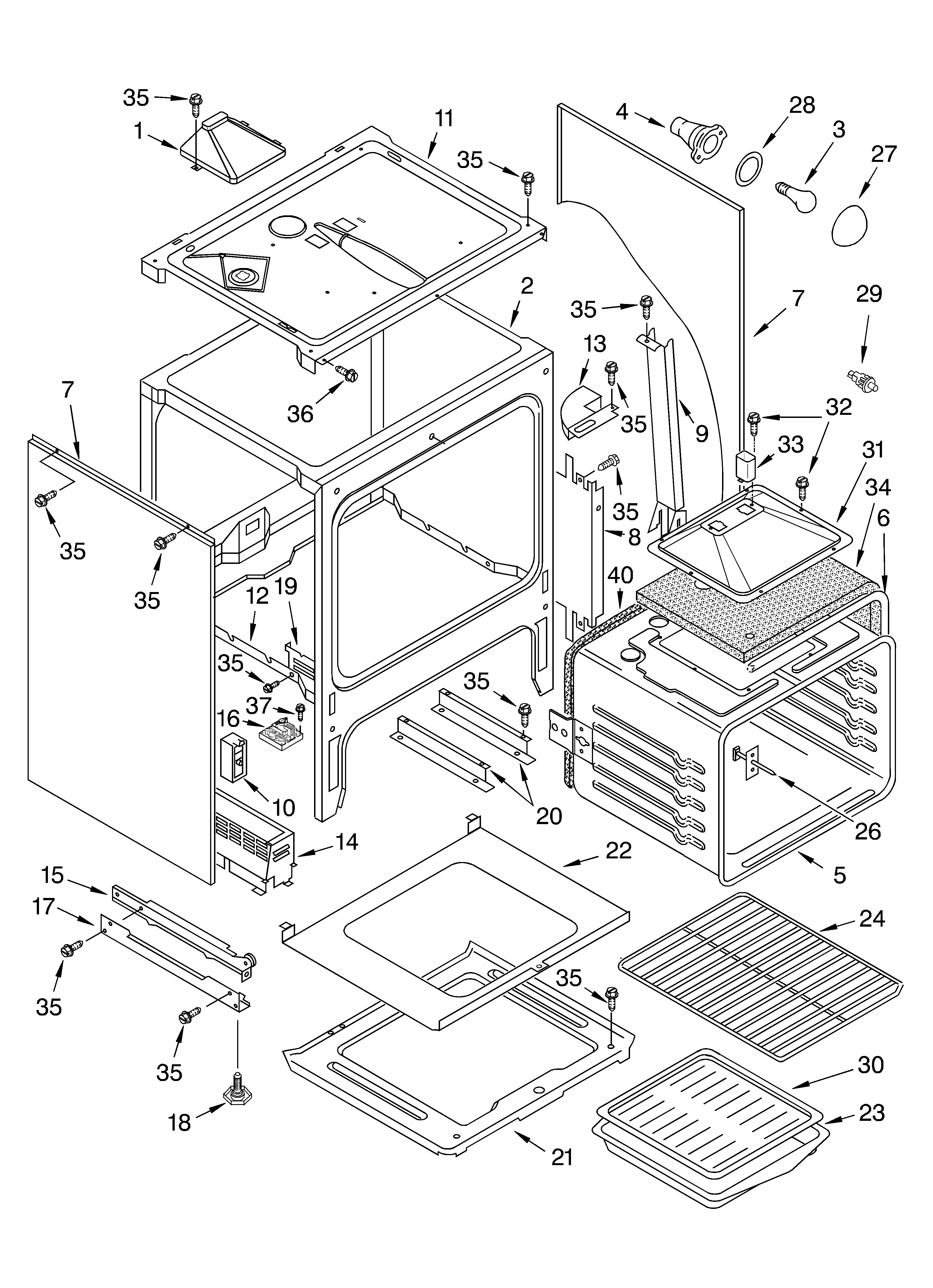 Whirlpool GW395LEGB5 oven chassis diagram