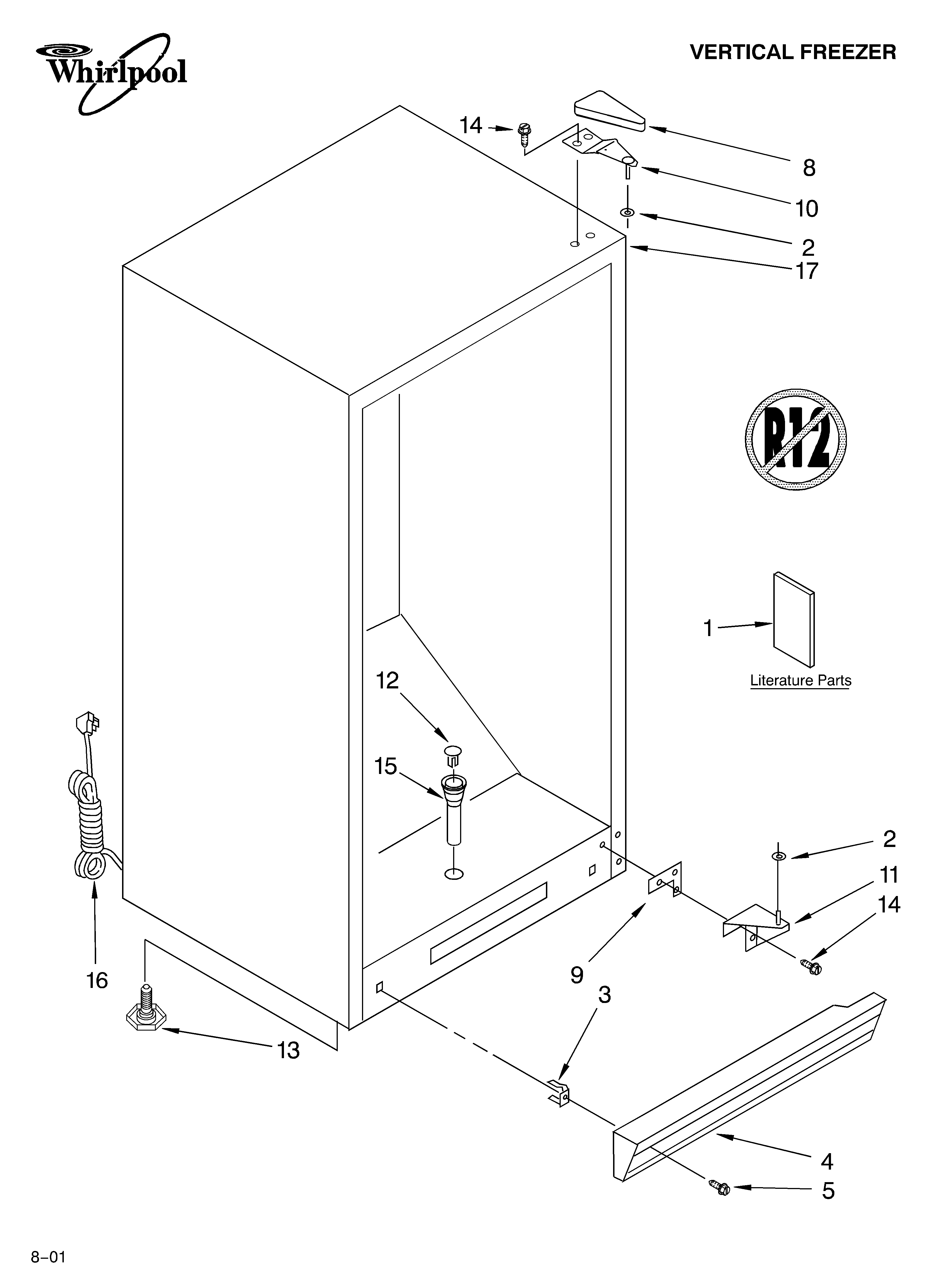 Whirlpool EV200FXKQ03 cabinet/literature diagram