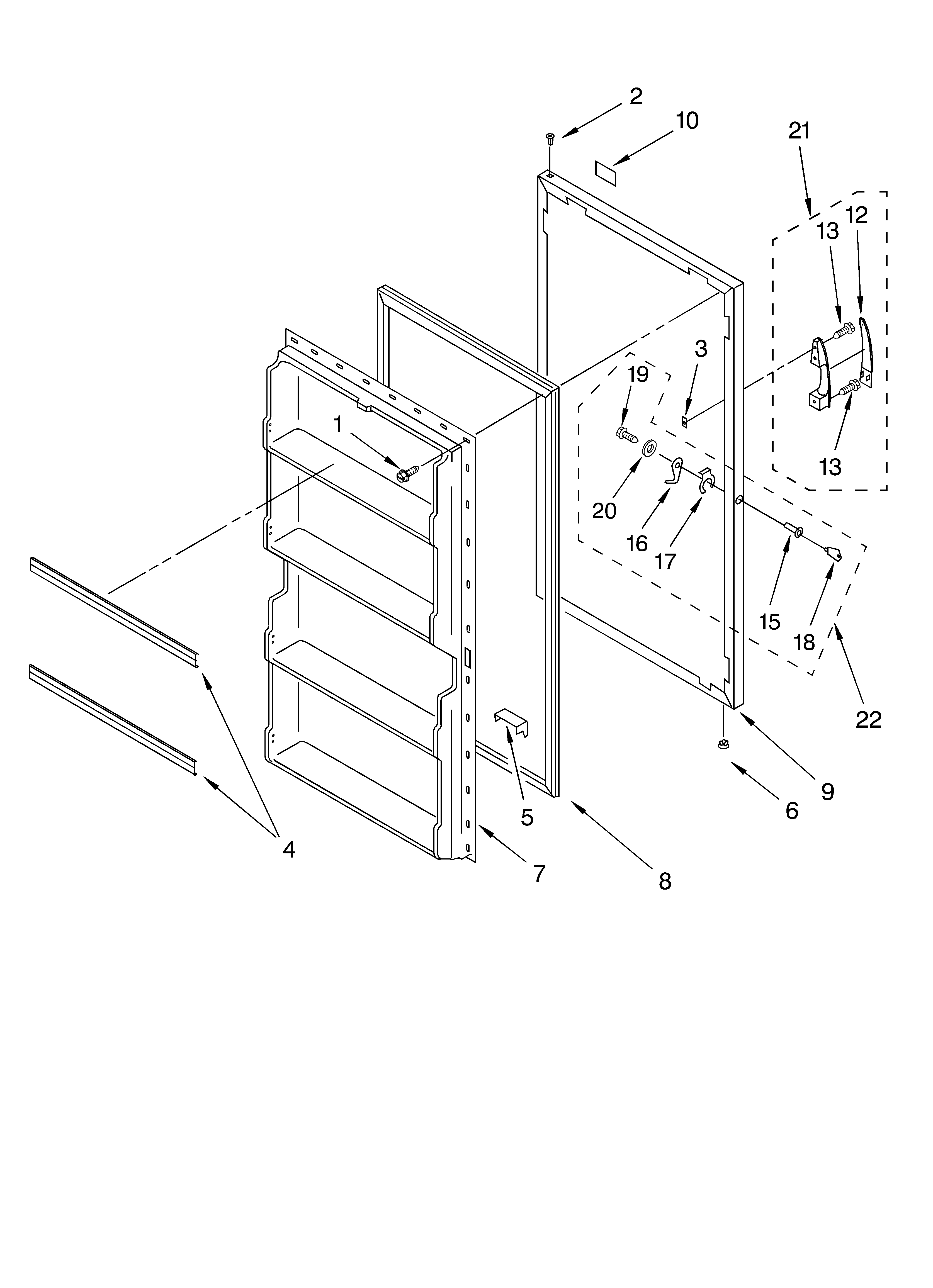 Whirlpool EV200FXKQ03 door diagram