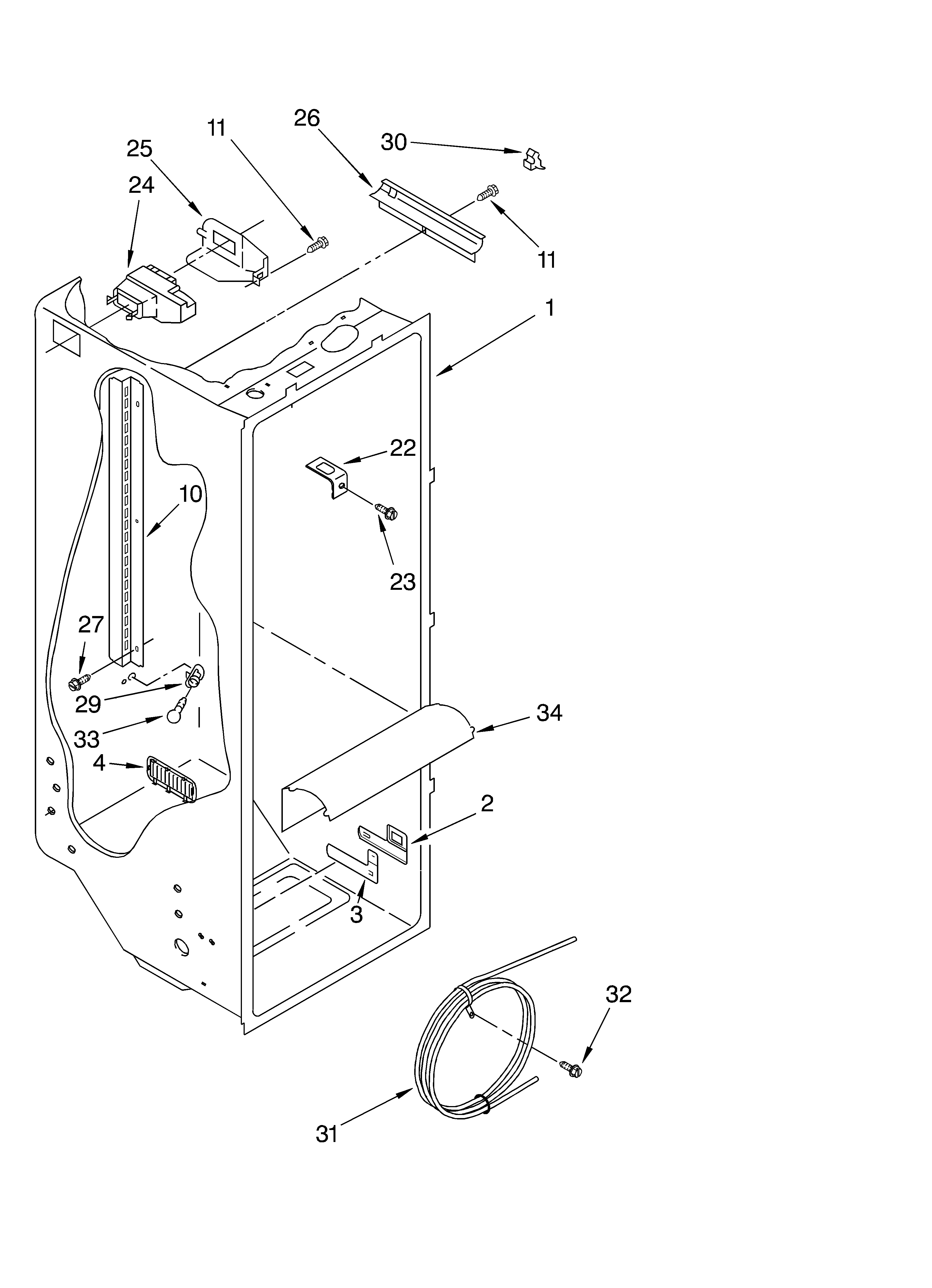 Roper RS22AQXKQ03 refrigerator liner diagram