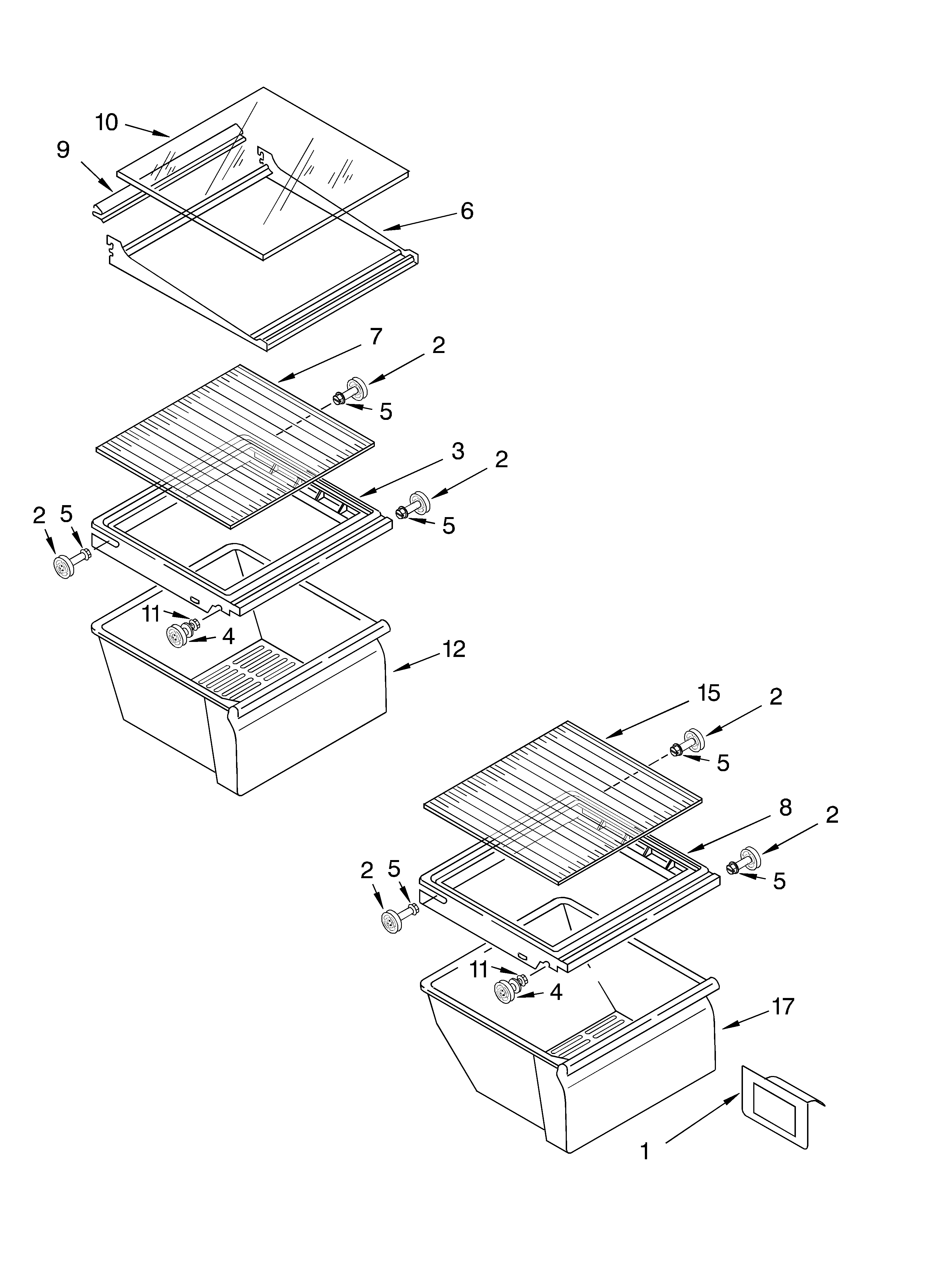 Roper RS22AQXKQ03 refrigerator shelf diagram