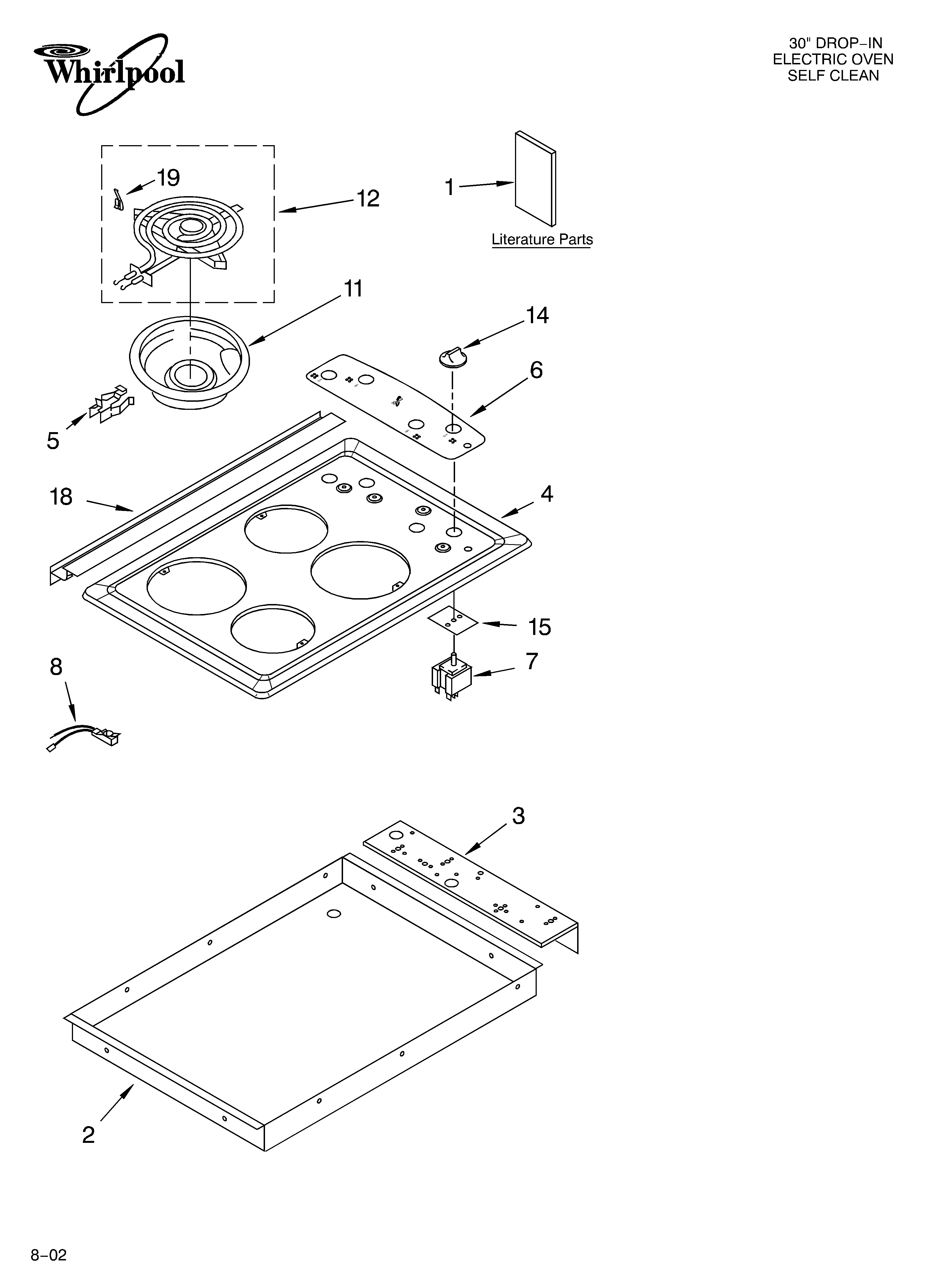 Whirlpool RS675PXGQ10 cooktop/literature diagram