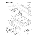 KitchenAid KGCP487JSS3 cooktop, burner, and grate/literature diagram
