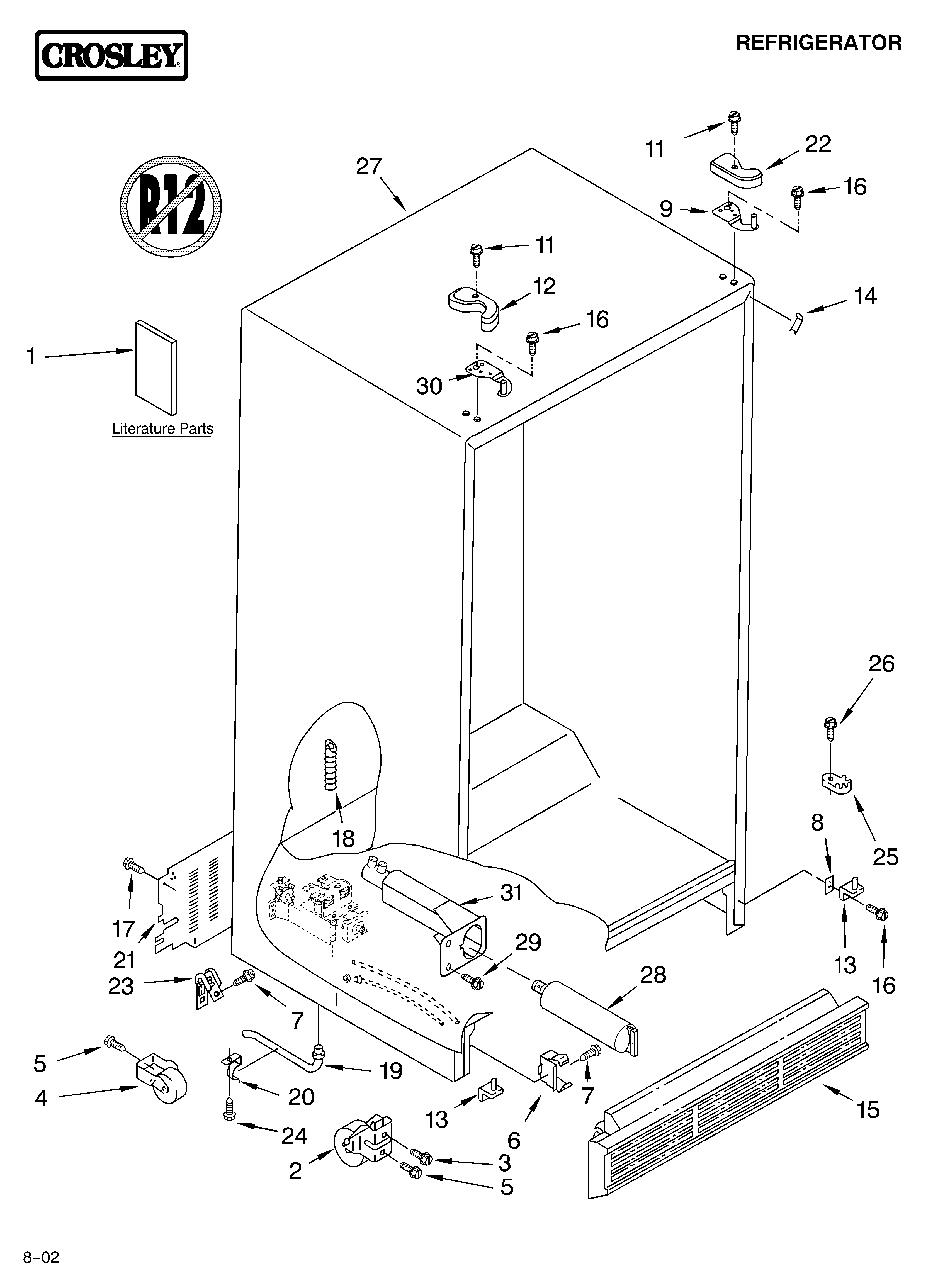 Crosley CS22AFXKT03 cabinet/literature diagram