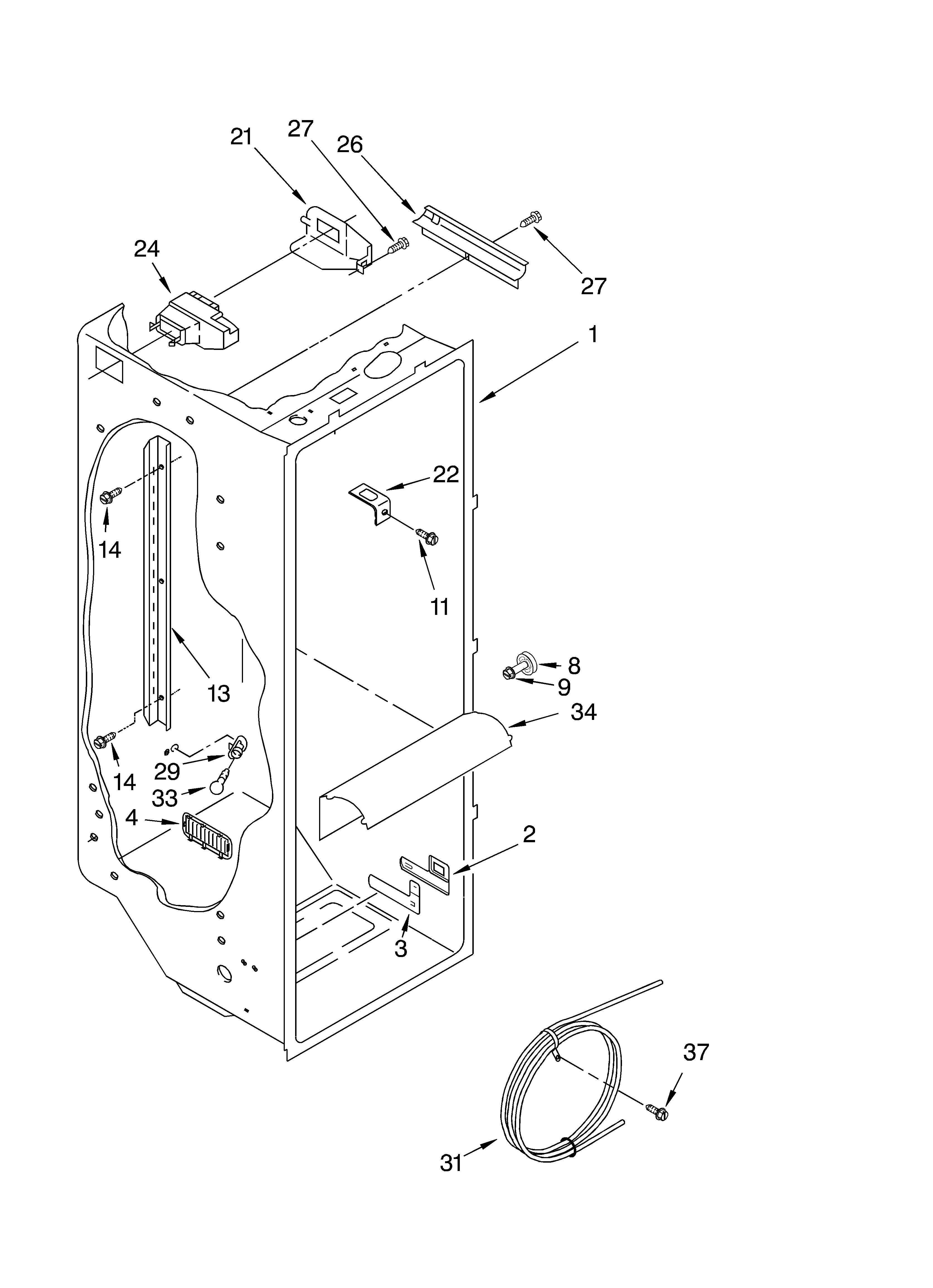 Crosley CS22AFXKT03 refrigerator liner diagram