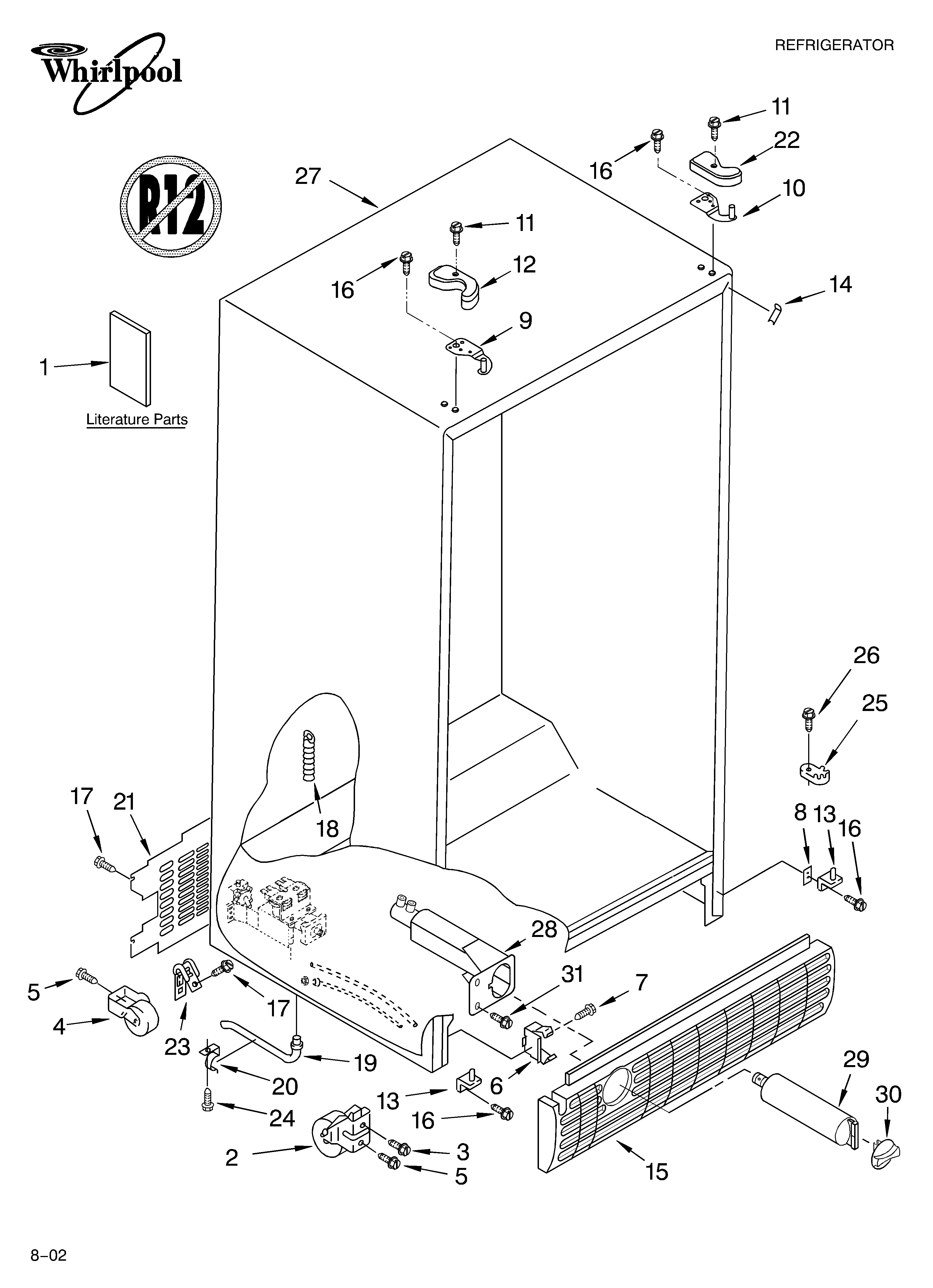 Whirlpool ED2FHGXKT03 cabinet/literature diagram
