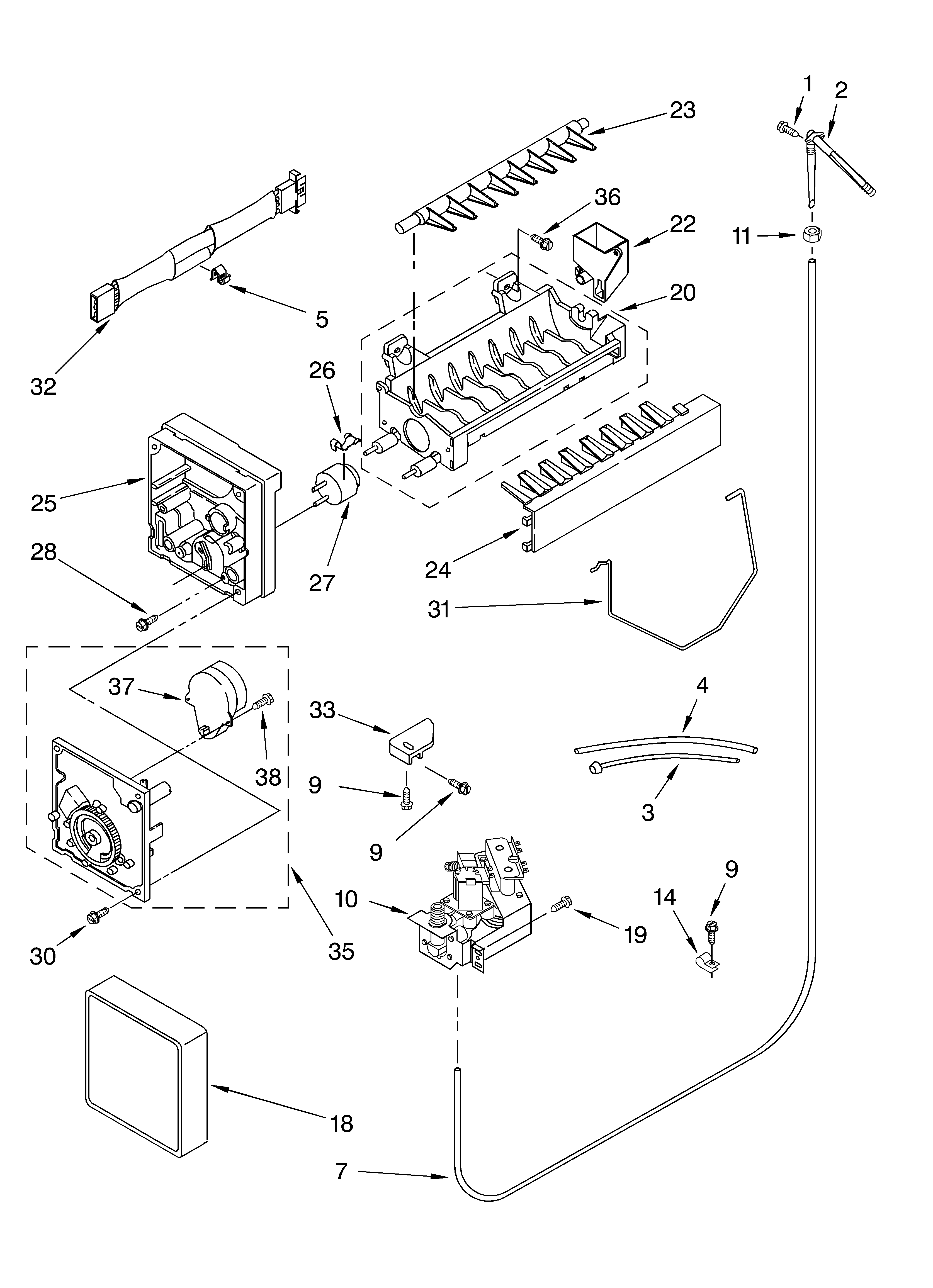 Whirlpool ED2FHGXKT03 ice maker/optional diagram