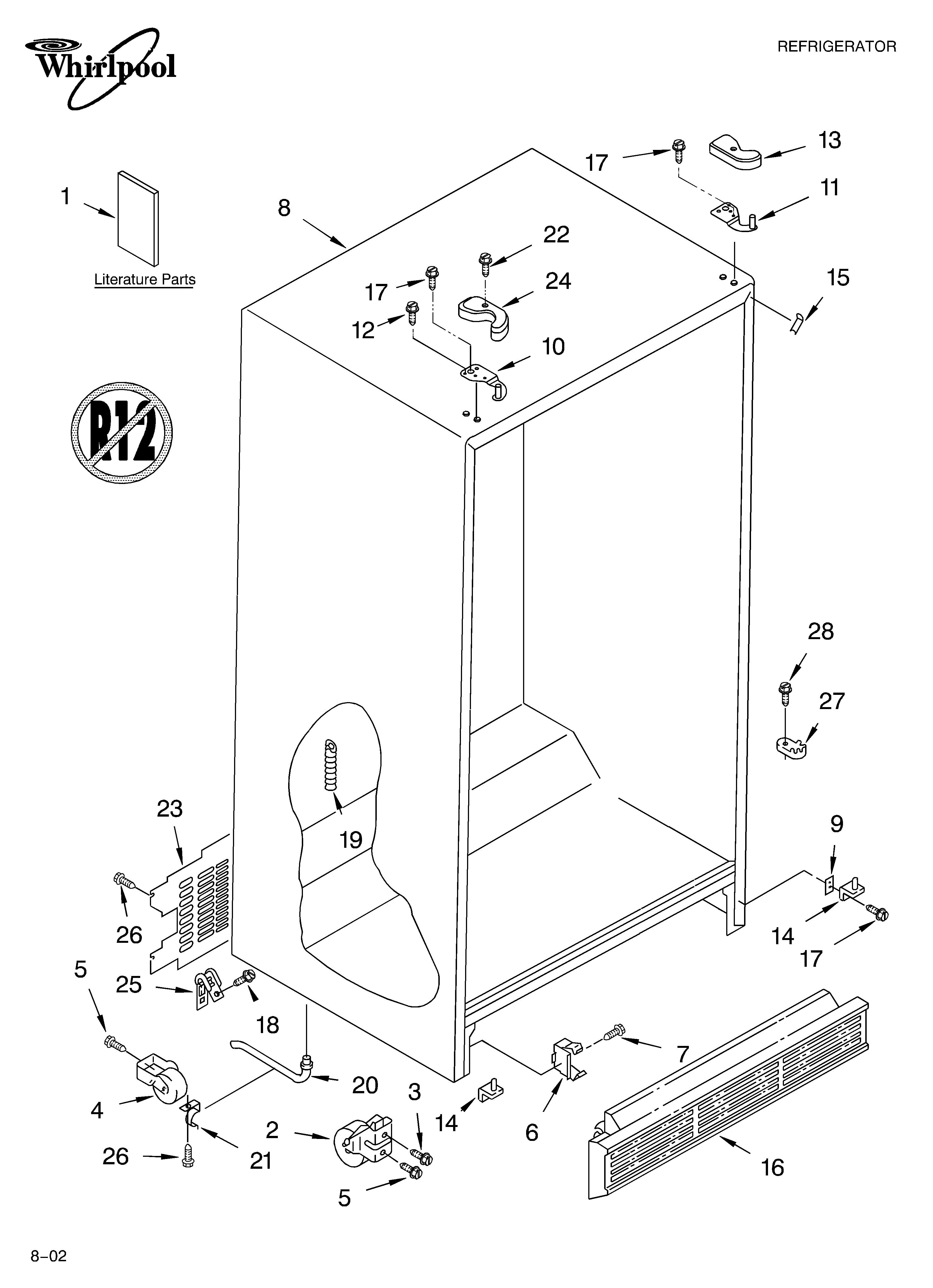 Whirlpool ED2CHQXKT03 cabinet/literature diagram