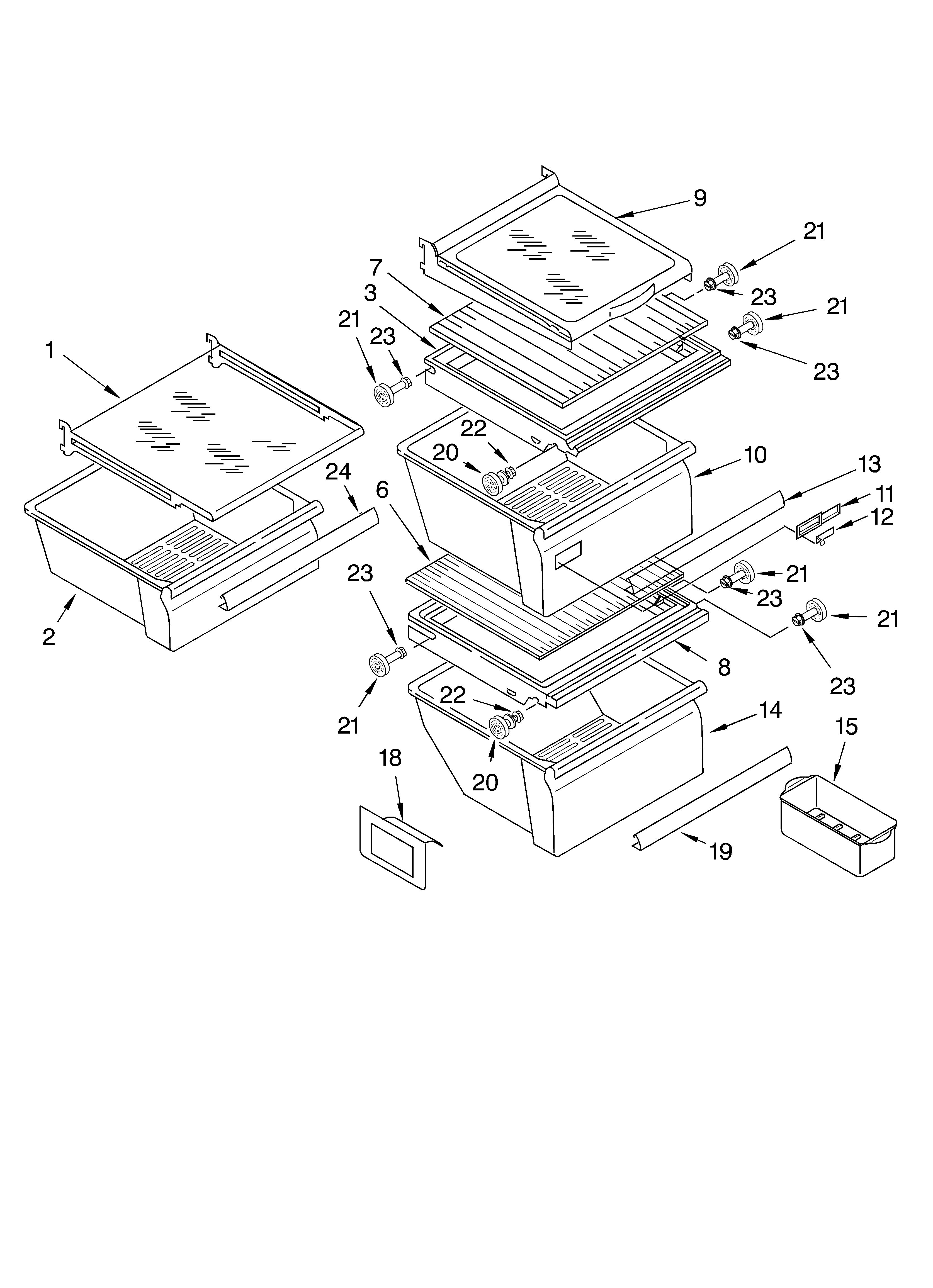 Whirlpool ED2CHQXKT03 refrigerator shelf diagram