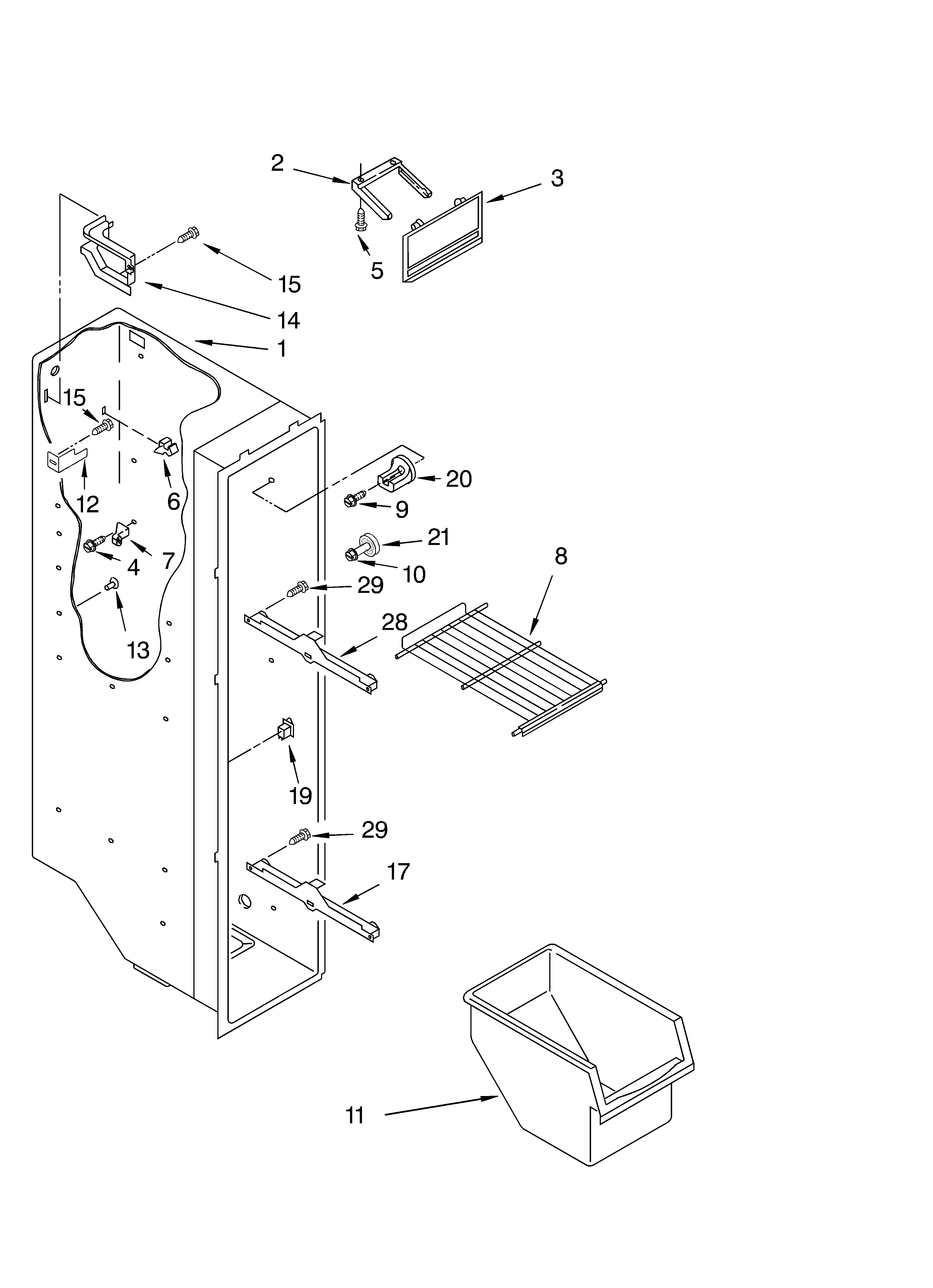 Whirlpool ED2CHQXKT03 freezer liner diagram